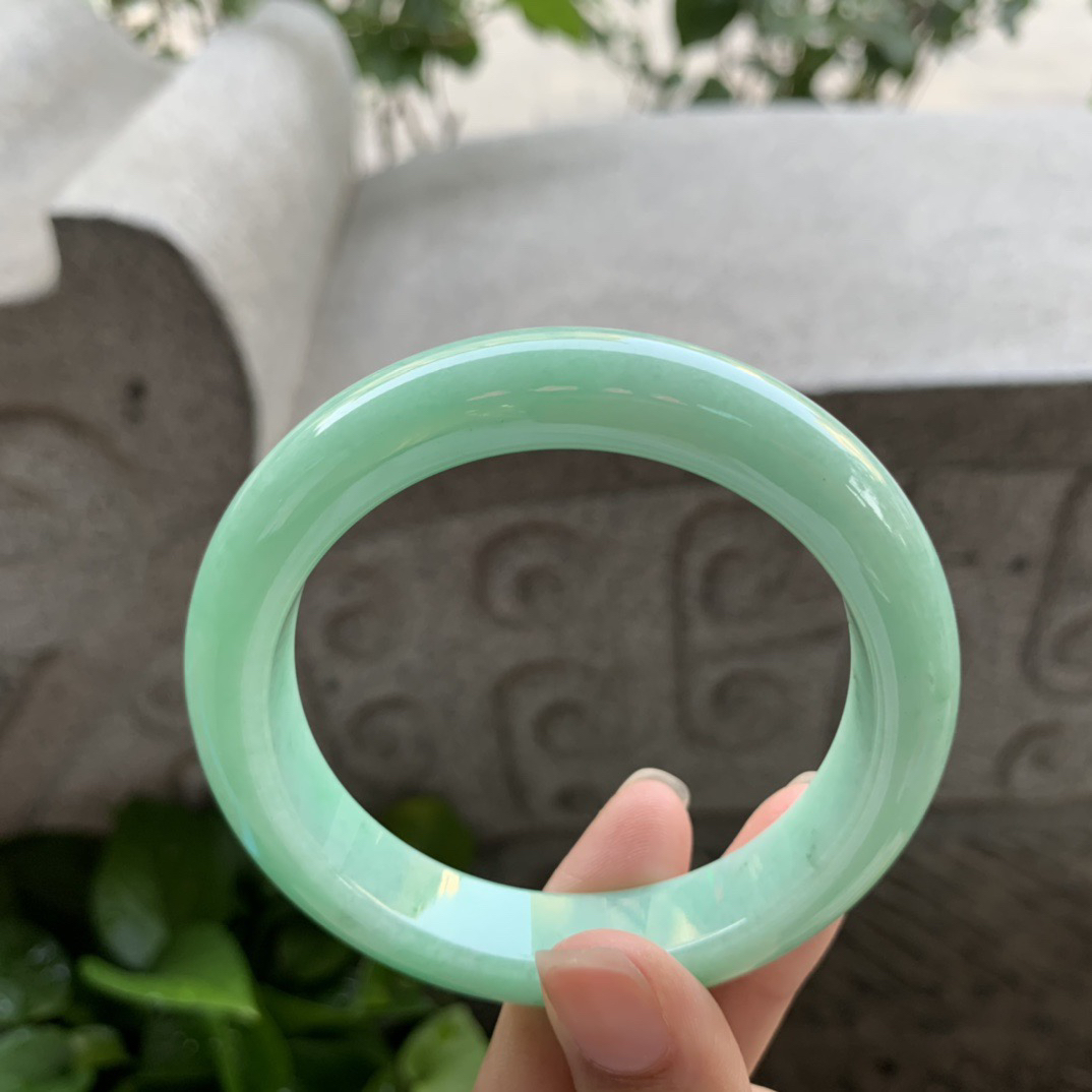 圈口 57.6-12.6-9.1【满绿正圈手镯】正圈57 58可戴