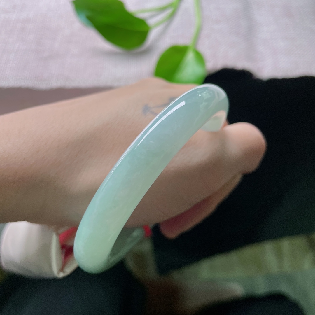 54/10.3蓝底圆条，镯似人生，圆圆满满，上手温柔雅致，指甲纹，ss49157a