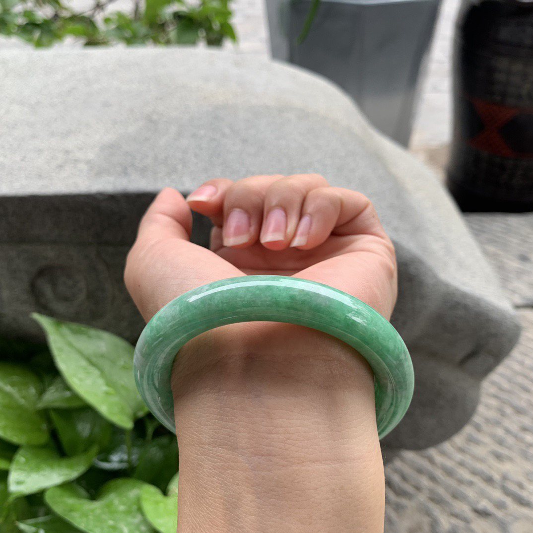 圈口56-11 【满绿圆条手镯】圆条56 57可戴