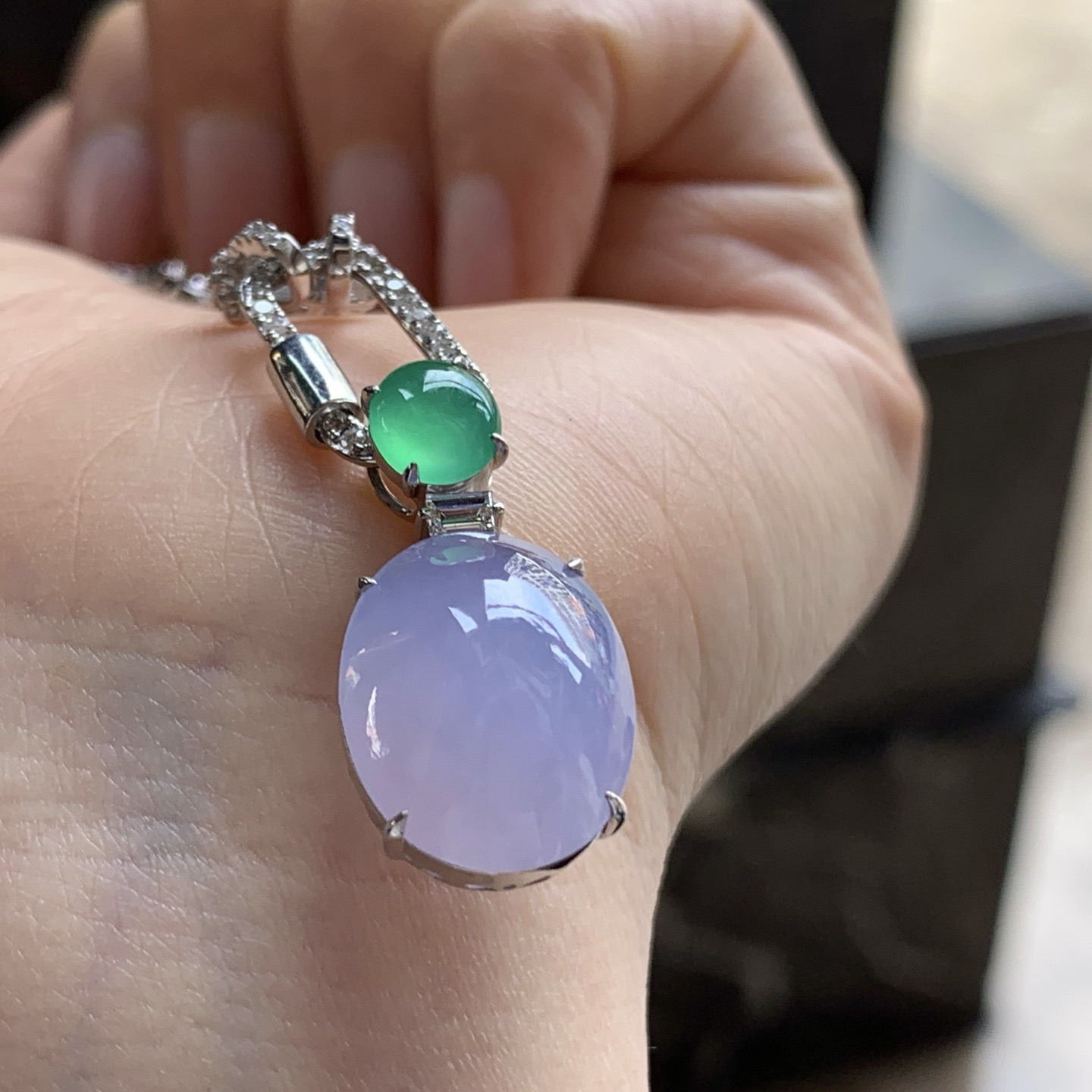 金钻镶嵌冰紫吊坠^_^春带彩