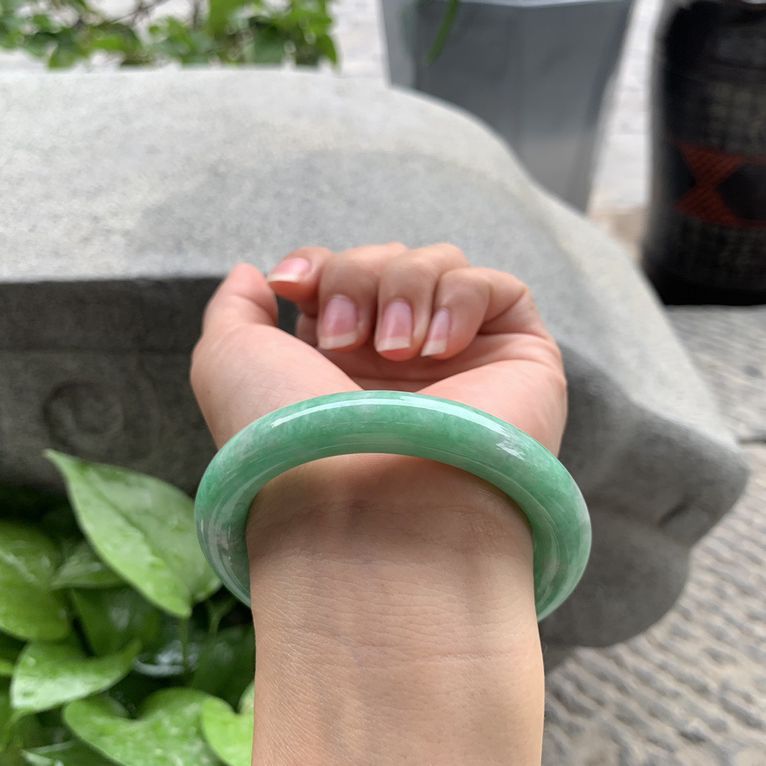 圈口56-11 【满绿圆条手镯】圆条56 57可戴