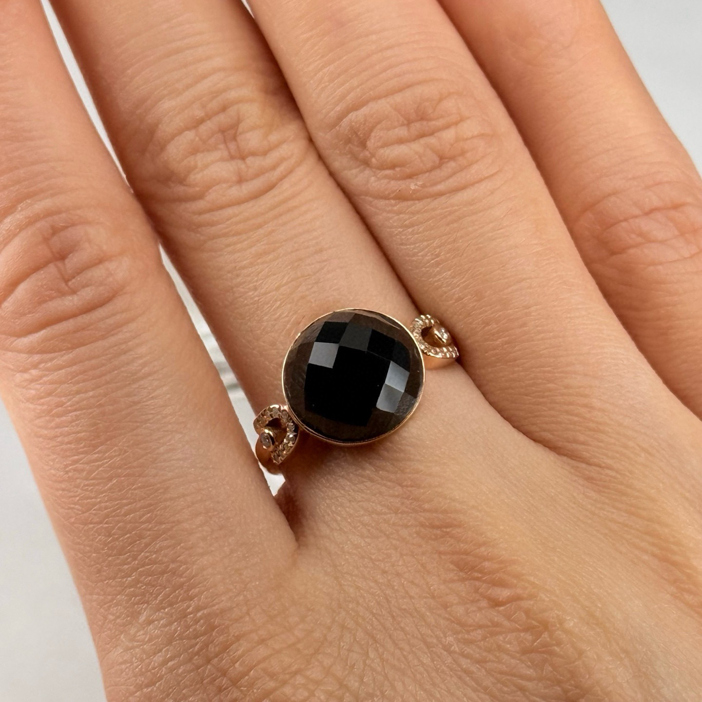 精品18k墨翠切割面女戒 种好色正 黑度极好 打灯通透 油性十足 尺寸11.7