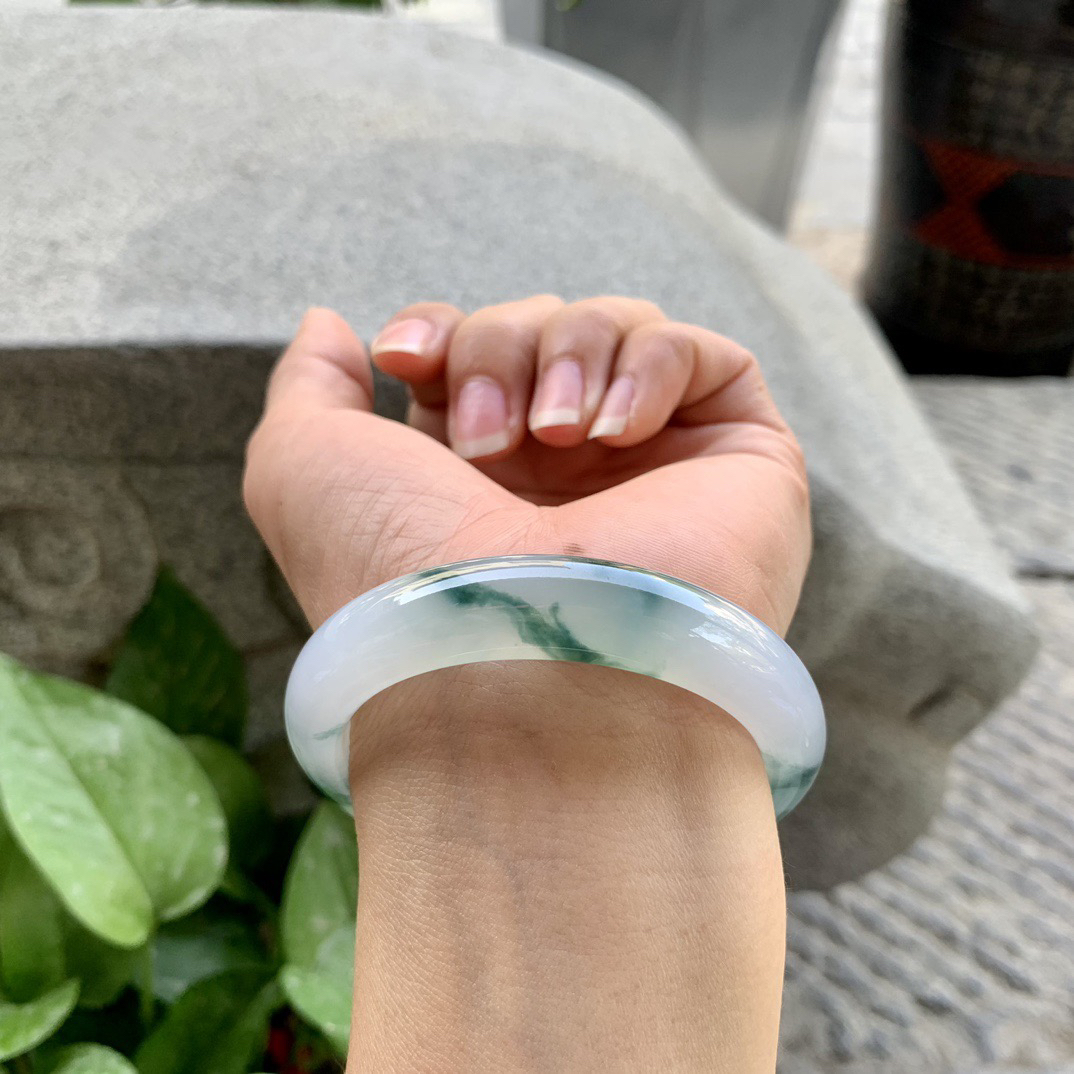 小圈口 52.6-11.7-8.1【冰种飘花正圈手镯】正圈52 53可戴