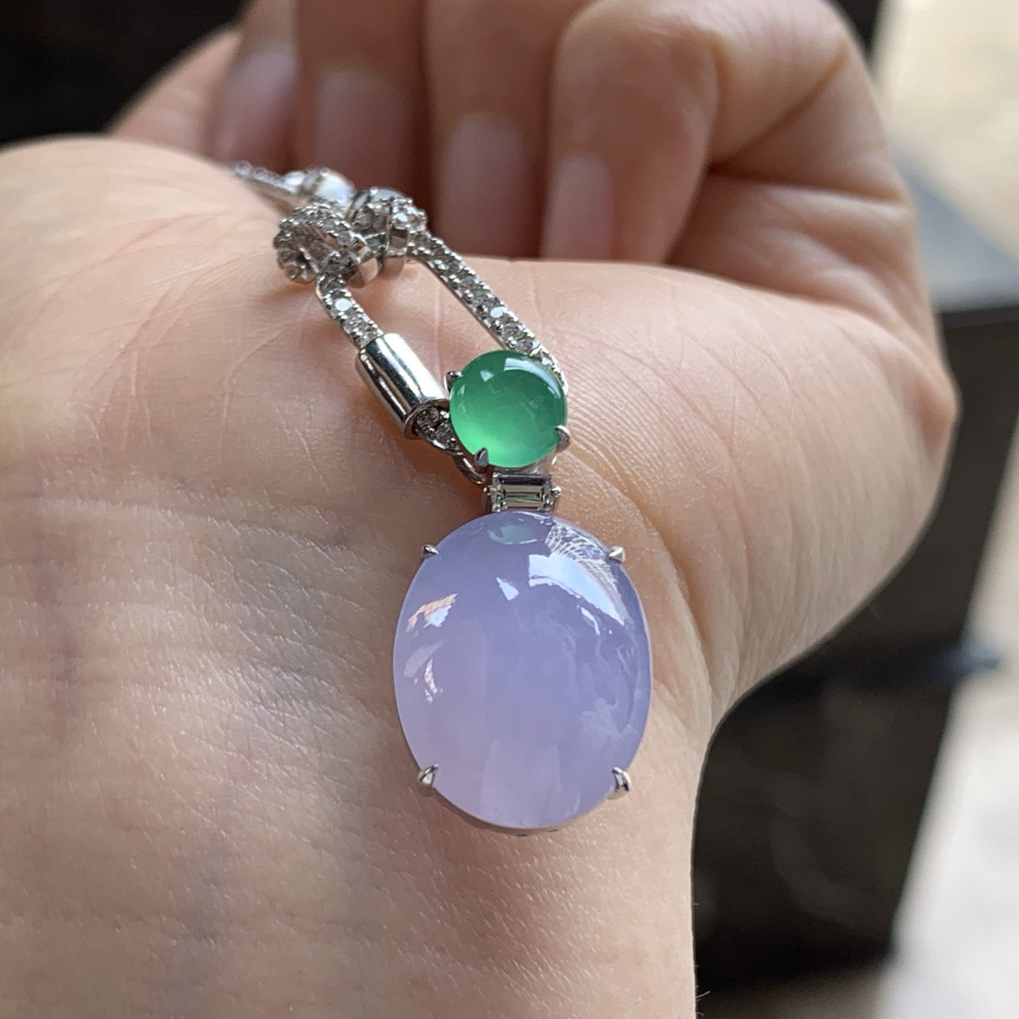 金钻镶嵌冰紫吊坠^_^春带彩