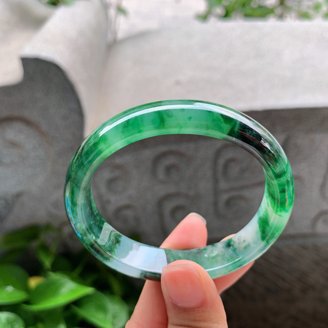 圈口55-49-12.9-6.6 【辣绿花贵妃手镯】贵妃55 56可戴