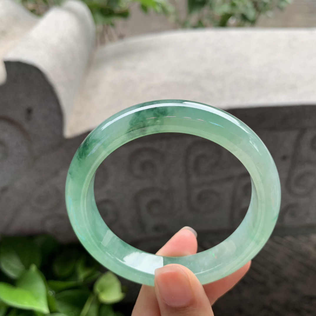 圈口 56-12.3-8.2【冰绿花正圈手镯】正圈56 57可戴