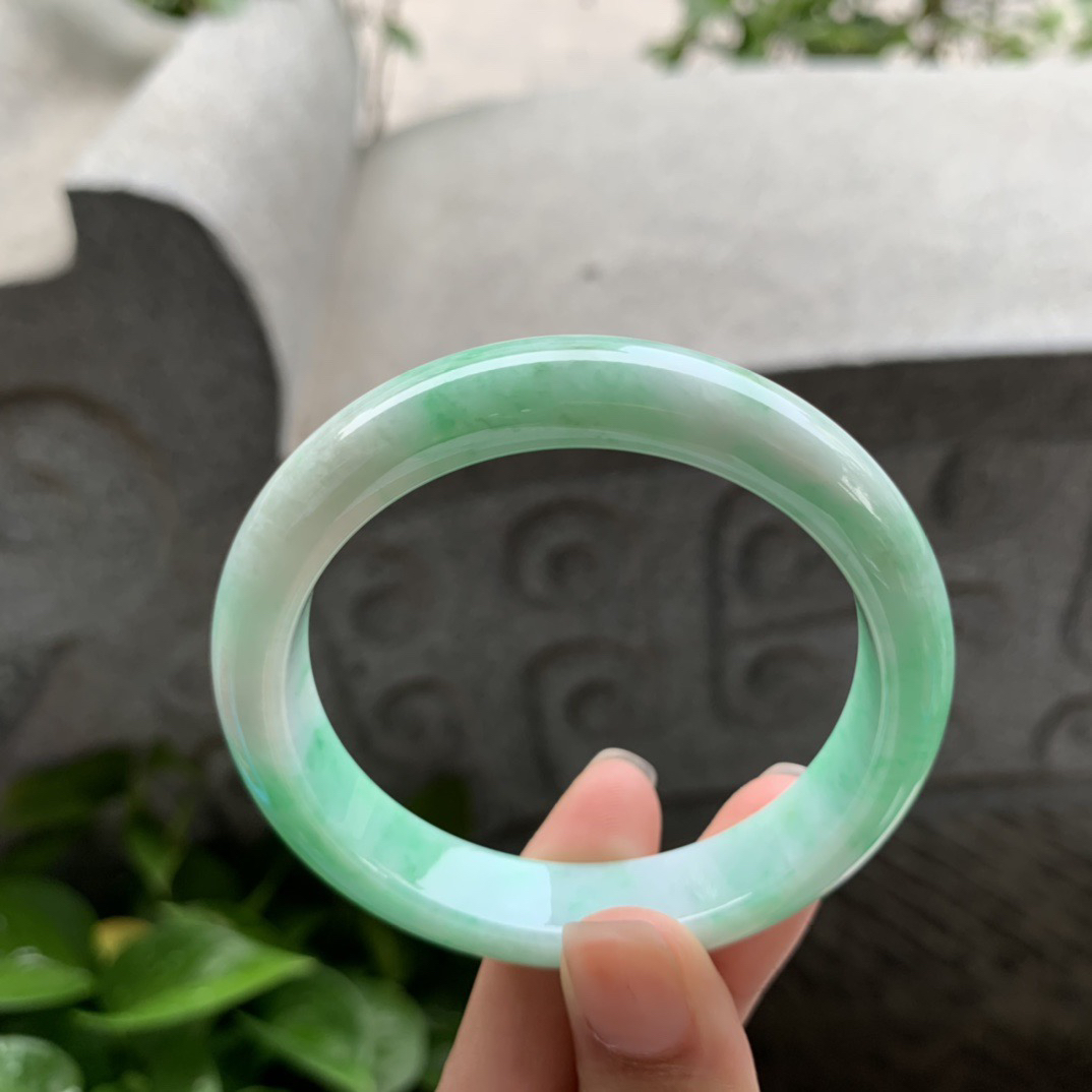 小圈口53.6-11.5-7.6 【飘绿正圈手镯】正圈53 54可戴