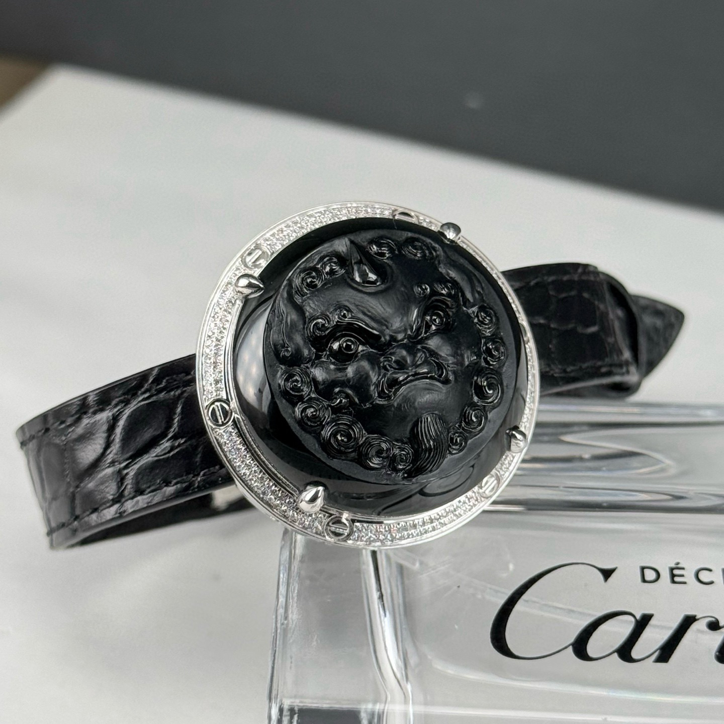 精品豪镶墨翠貔貅手环 种好色正 黑度极好 打灯通透 油性十足 尺寸18.2