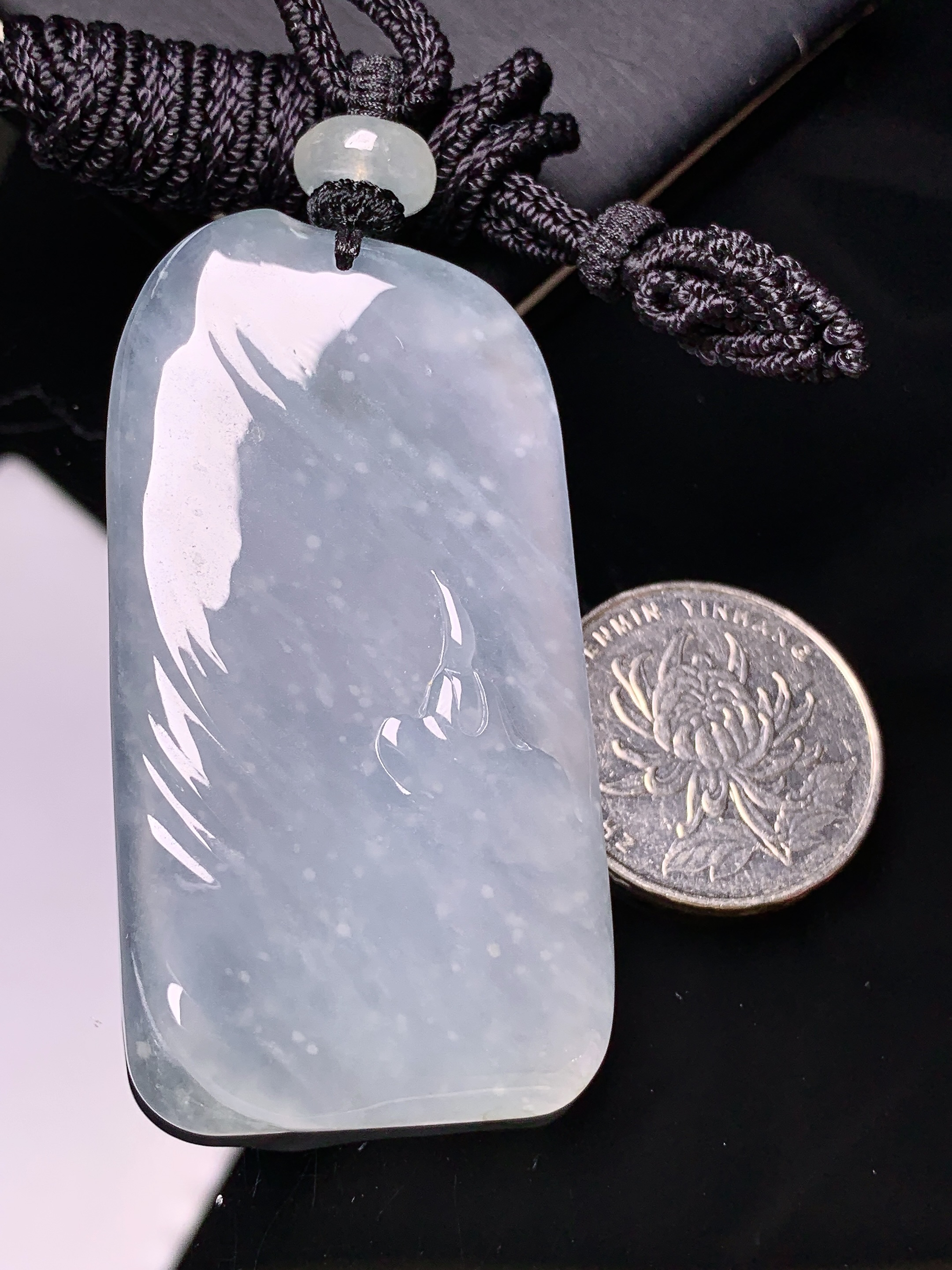 冰种悟道吊坠 玉质细腻 色泽艳丽清新 水润亮眼 整体尺寸59*31*4.8L1