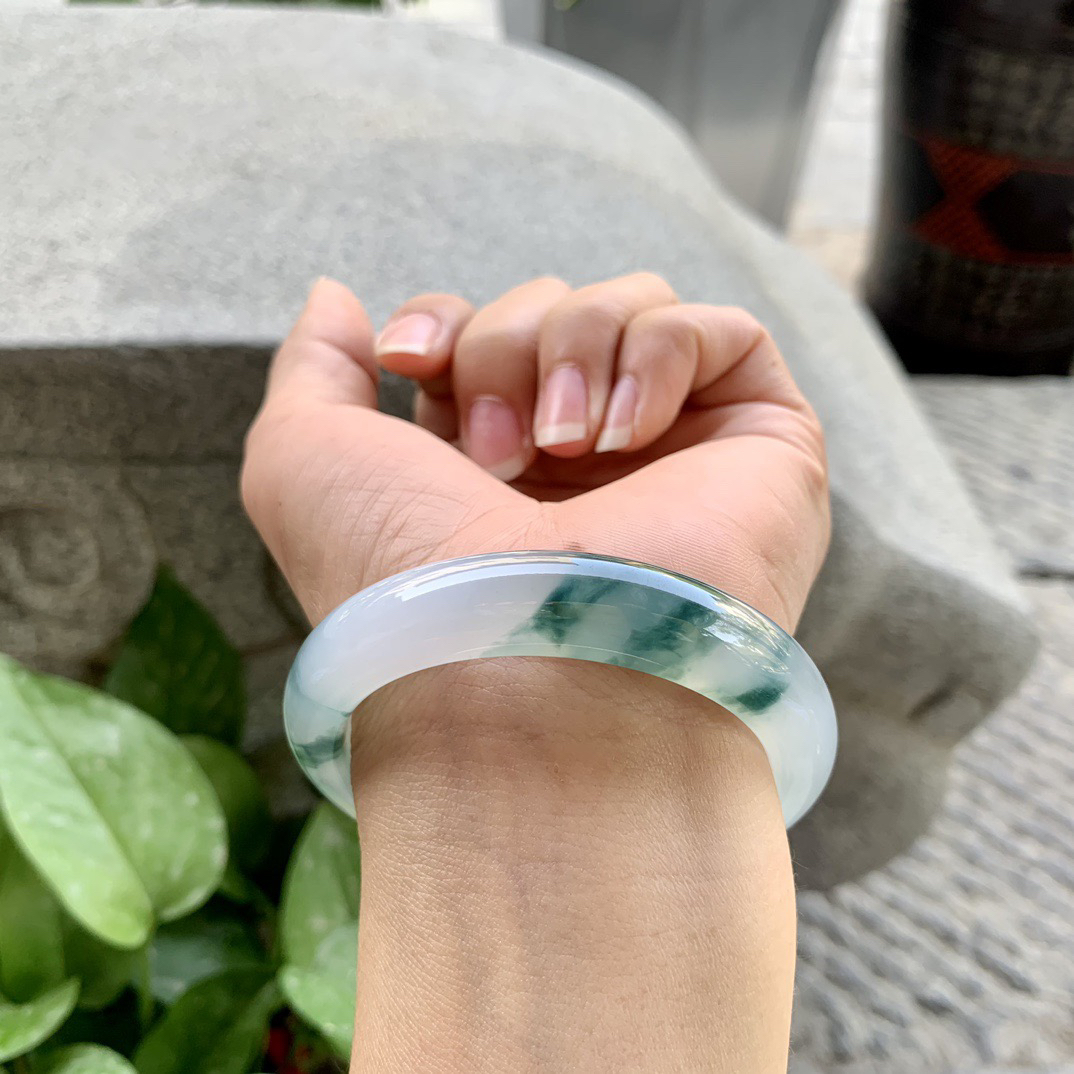 小圈口 52.6-11.7-8.1【冰种飘花正圈手镯】正圈52 53可戴