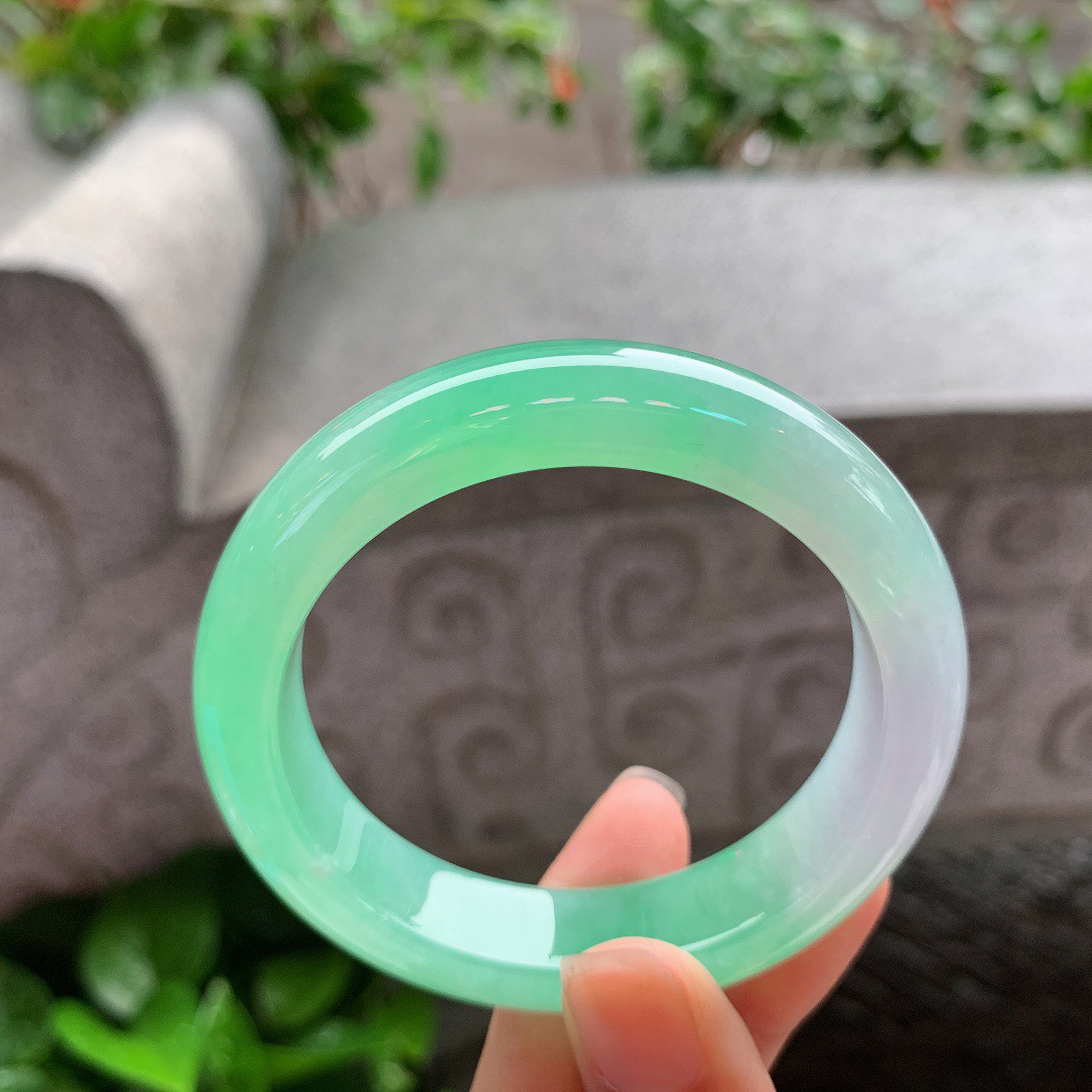 小圈口51.2-12.3-8.5 【冰甜绿正圈手镯】正圈51 52可戴