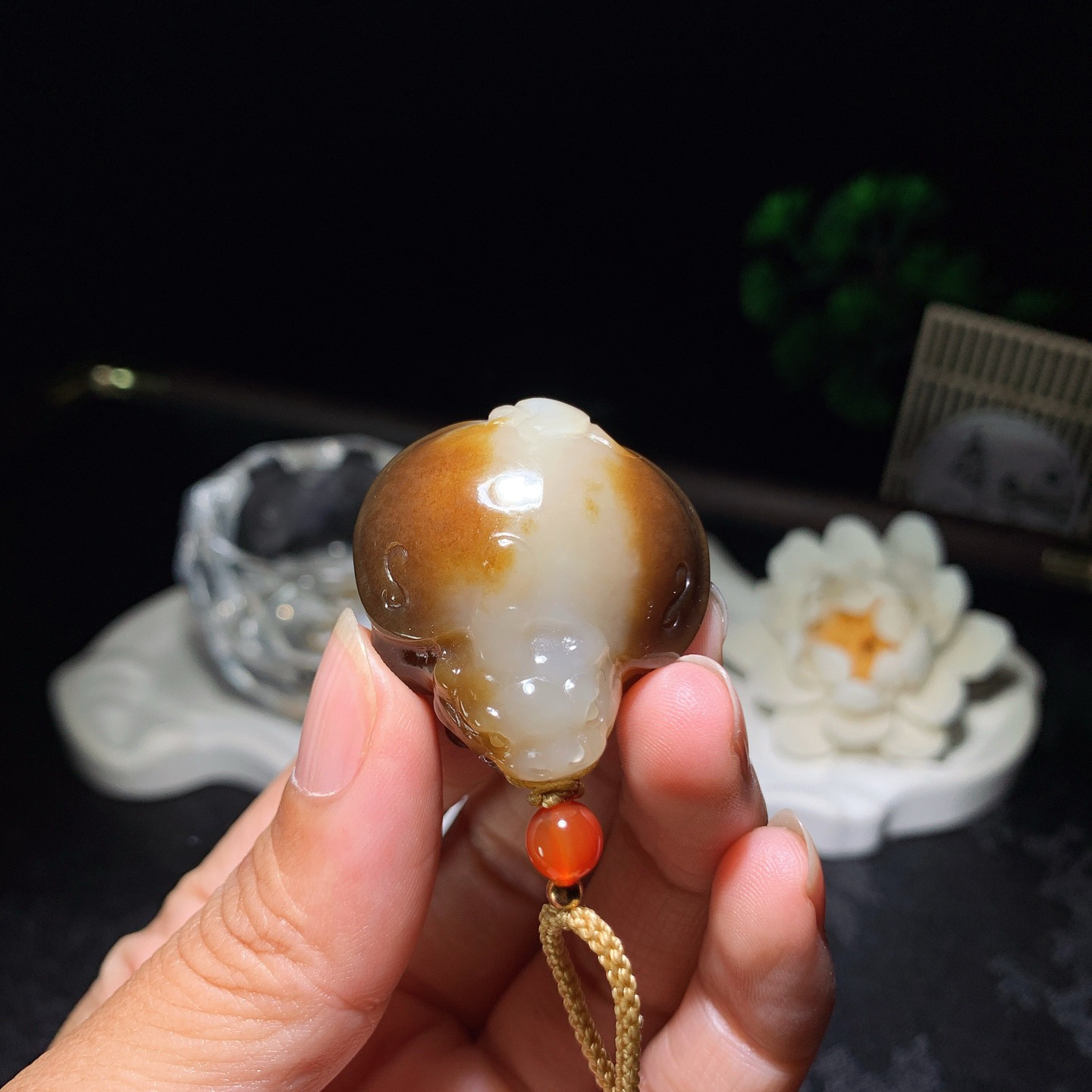 新疆和田玉且末糖龙龟挂件。尺寸34/32/17重27.5克 玉质细腻油润 底色纯净 脂粉好，品质好。