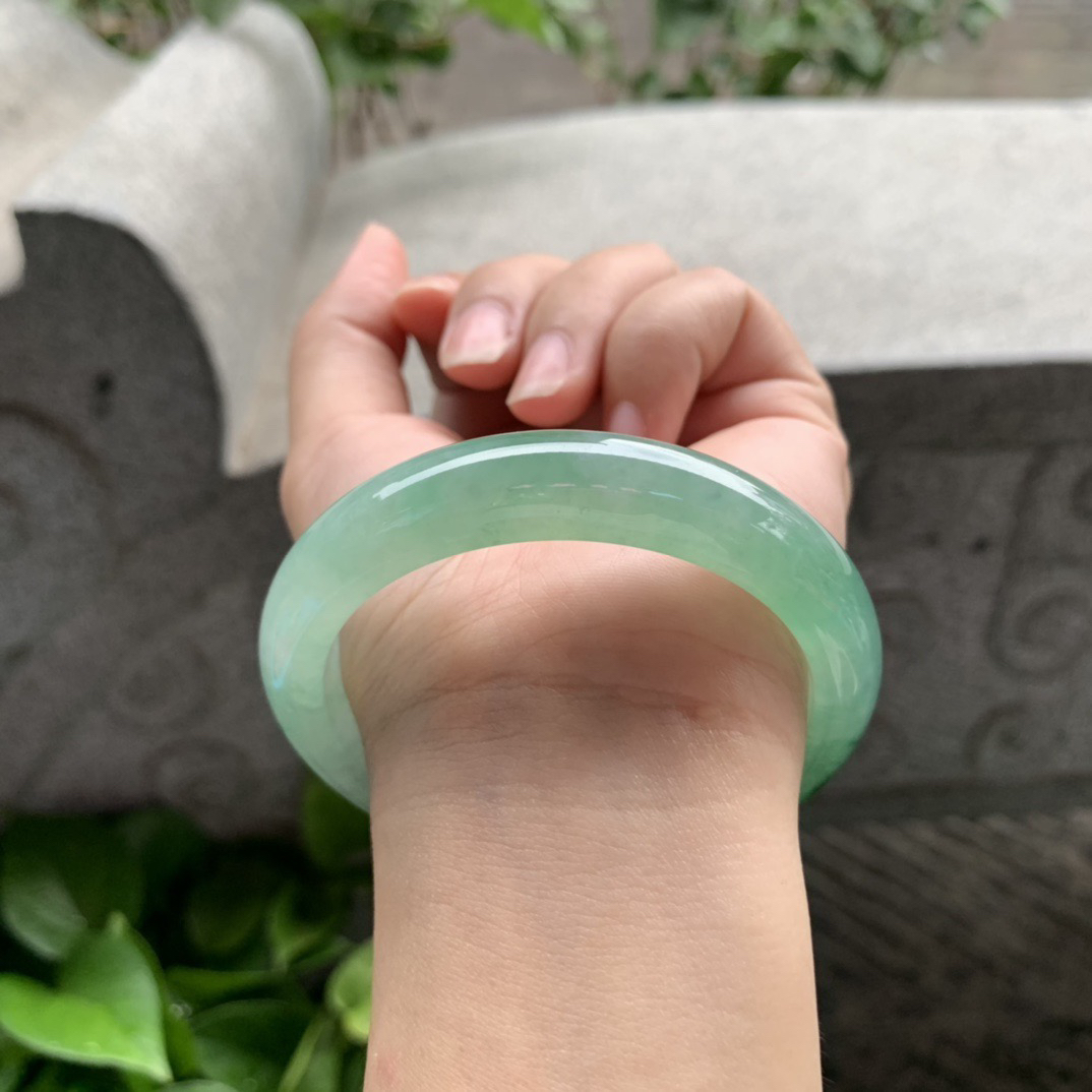 圈口 56-12.3-8.2【冰绿花正圈手镯】正圈56 57可戴