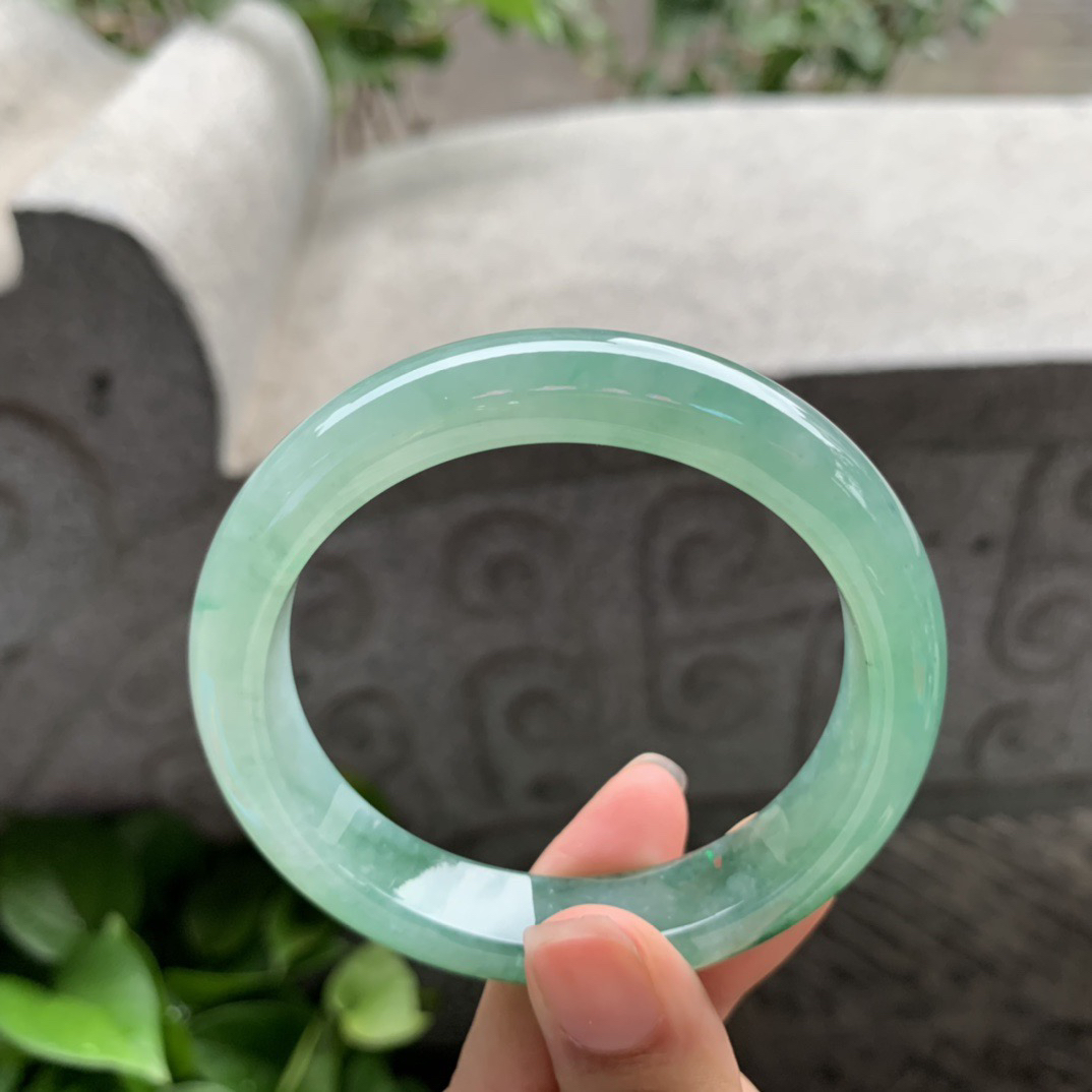 圈口 56-12.3-8.2【冰绿花正圈手镯】正圈56 57可戴