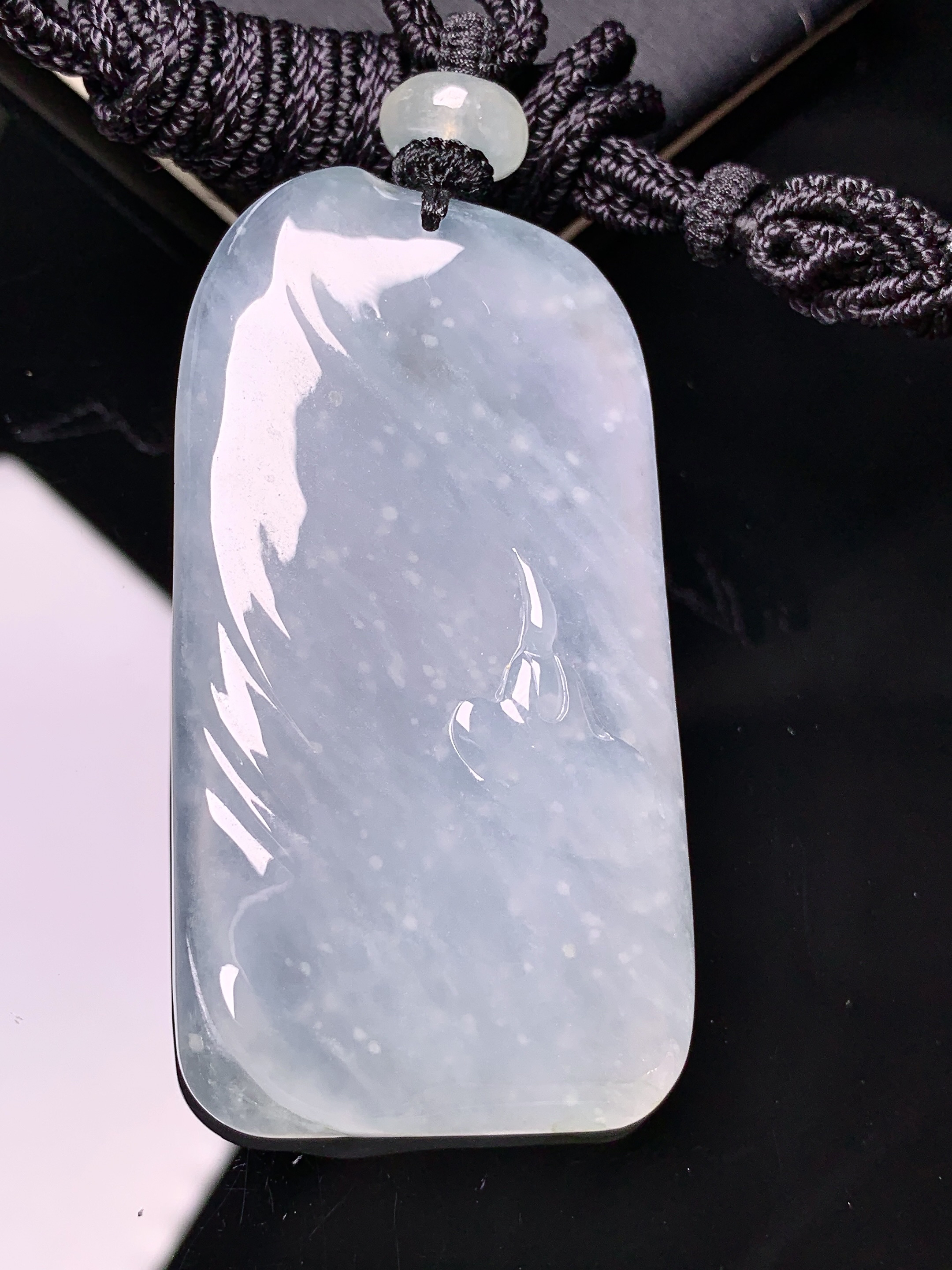 冰种悟道吊坠 玉质细腻 色泽艳丽清新 水润亮眼 整体尺寸59*31*4.8L1