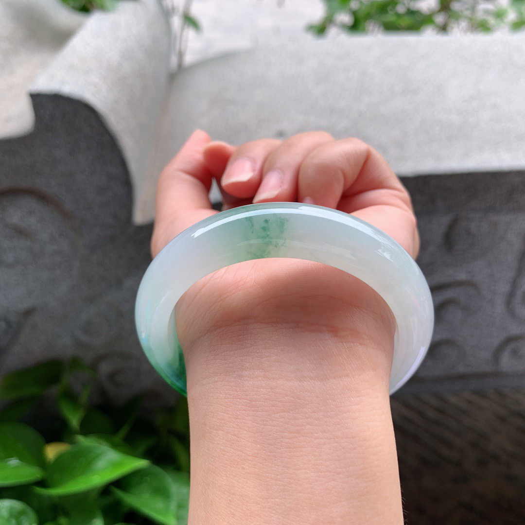 圈口 55.5-12.8-9.1【冰飘绿正圈手镯】正圈55 56可戴