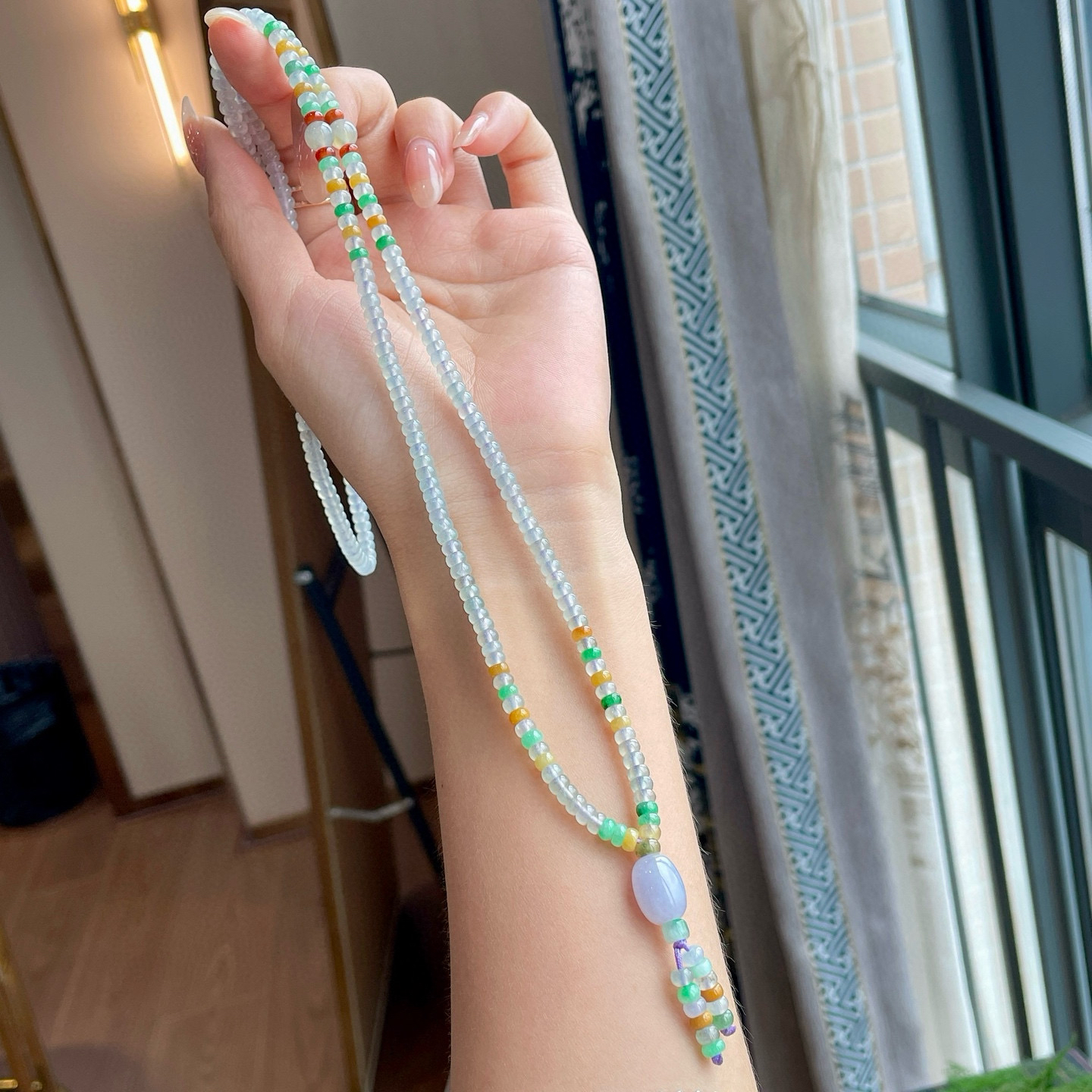 多巴胺算盘珠项链
尺寸：4.5×3