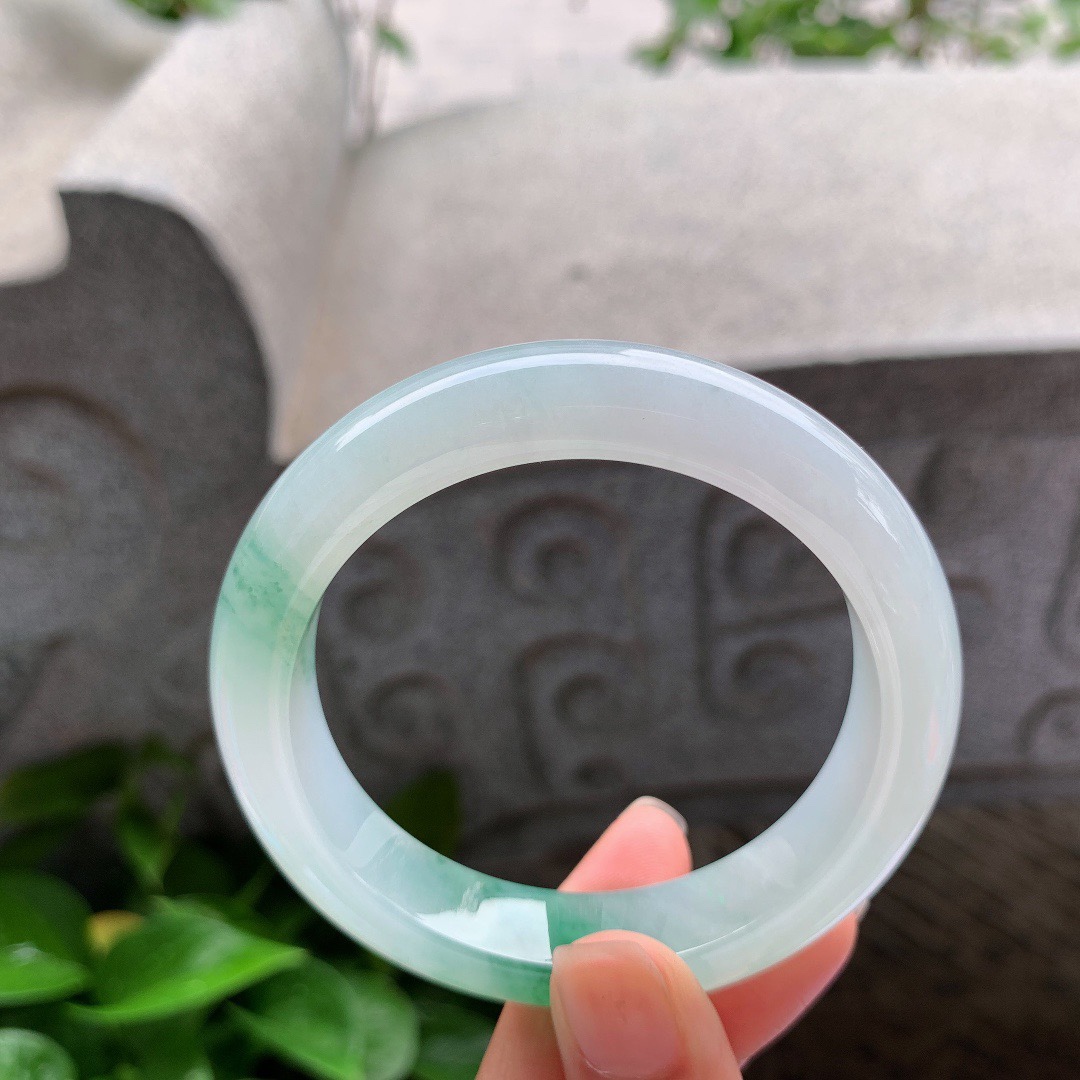 圈口 55.5-12.8-9.1【冰飘绿正圈手镯】正圈55 56可戴