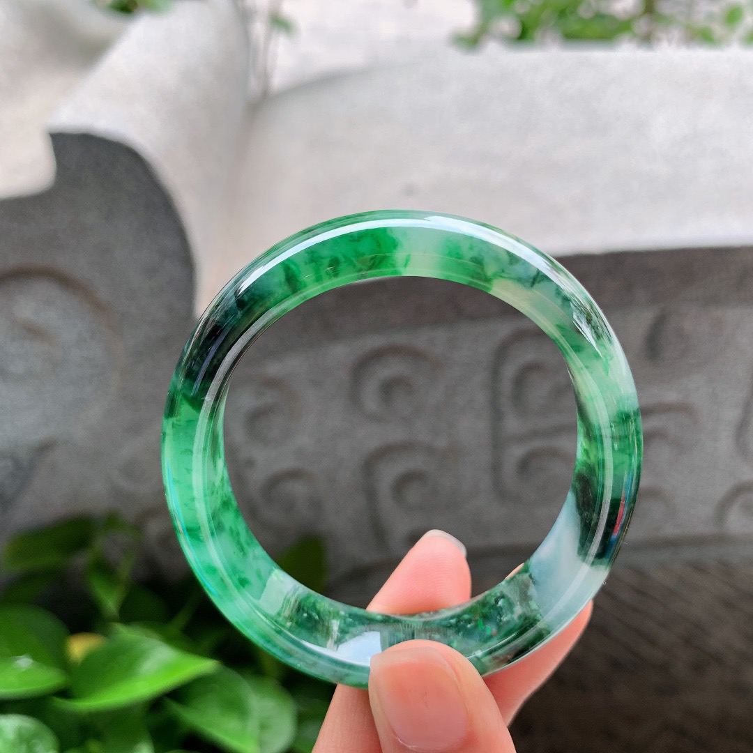 圈口55-49-12.9-6.6 【辣绿花贵妃手镯】贵妃55 56可戴