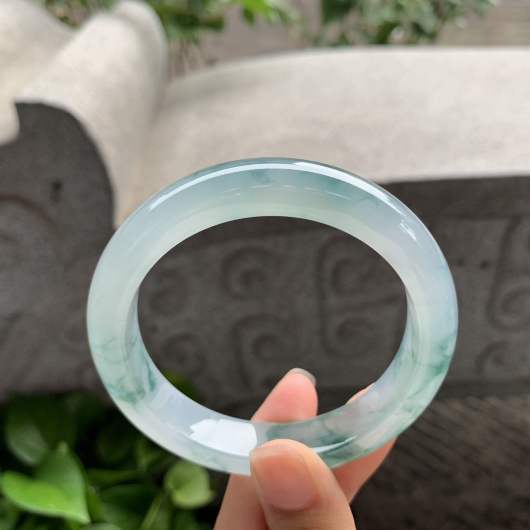 圈口56.2-12-8.5 【冰种飘花正圈手镯】正圈56 57可戴