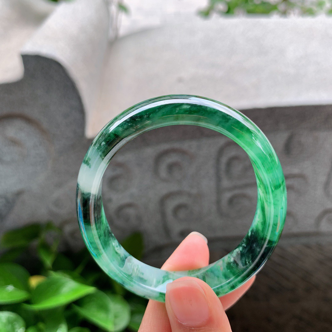 圈口55-49-12.9-6.6 【辣绿花贵妃手镯】贵妃55 56可戴