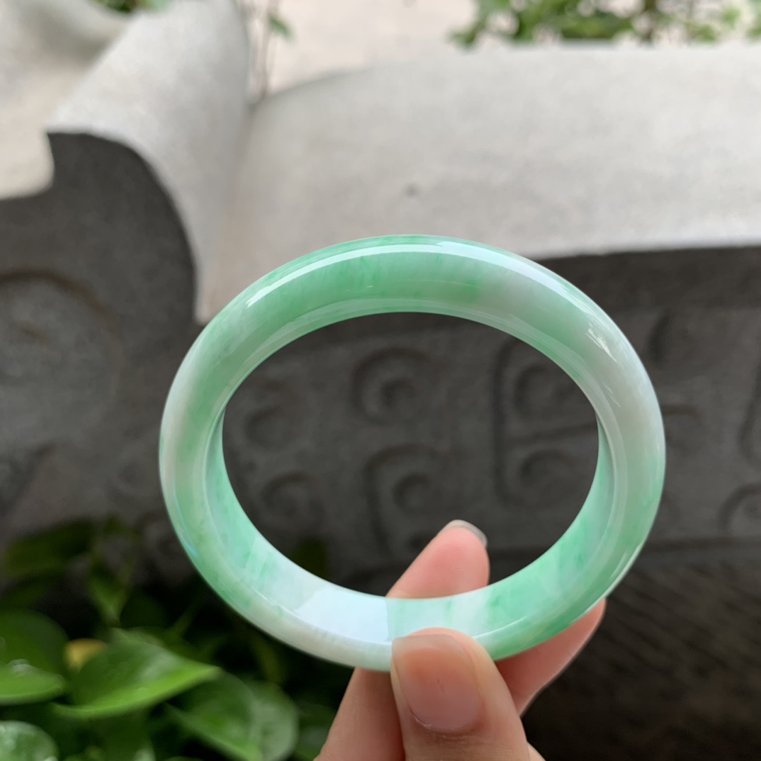 小圈口53.6-11.5-7.6 【飘绿正圈手镯】正圈53 54可戴