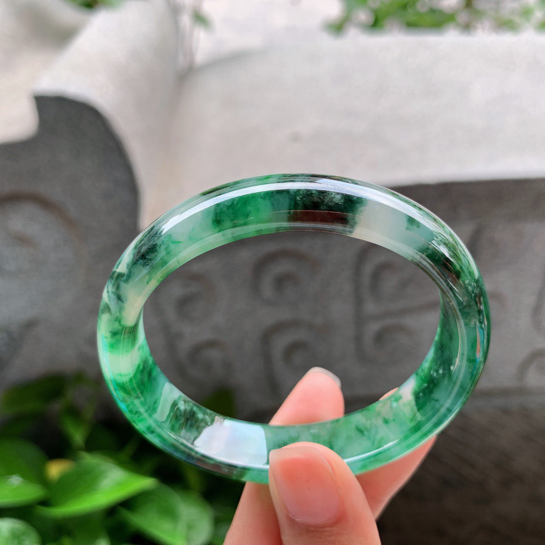 圈口55-49-12.9-6.6 【辣绿花贵妃手镯】贵妃55 56可戴