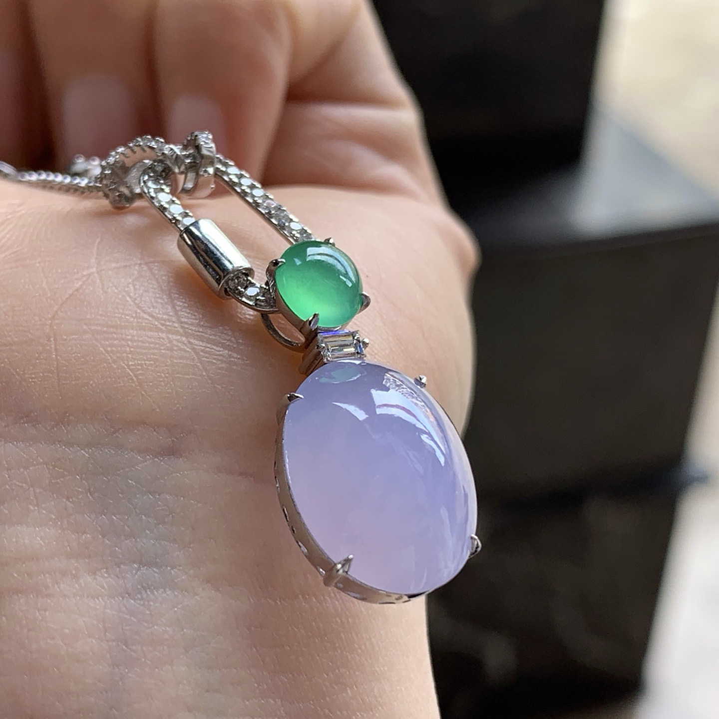 金钻镶嵌冰紫吊坠^_^春带彩