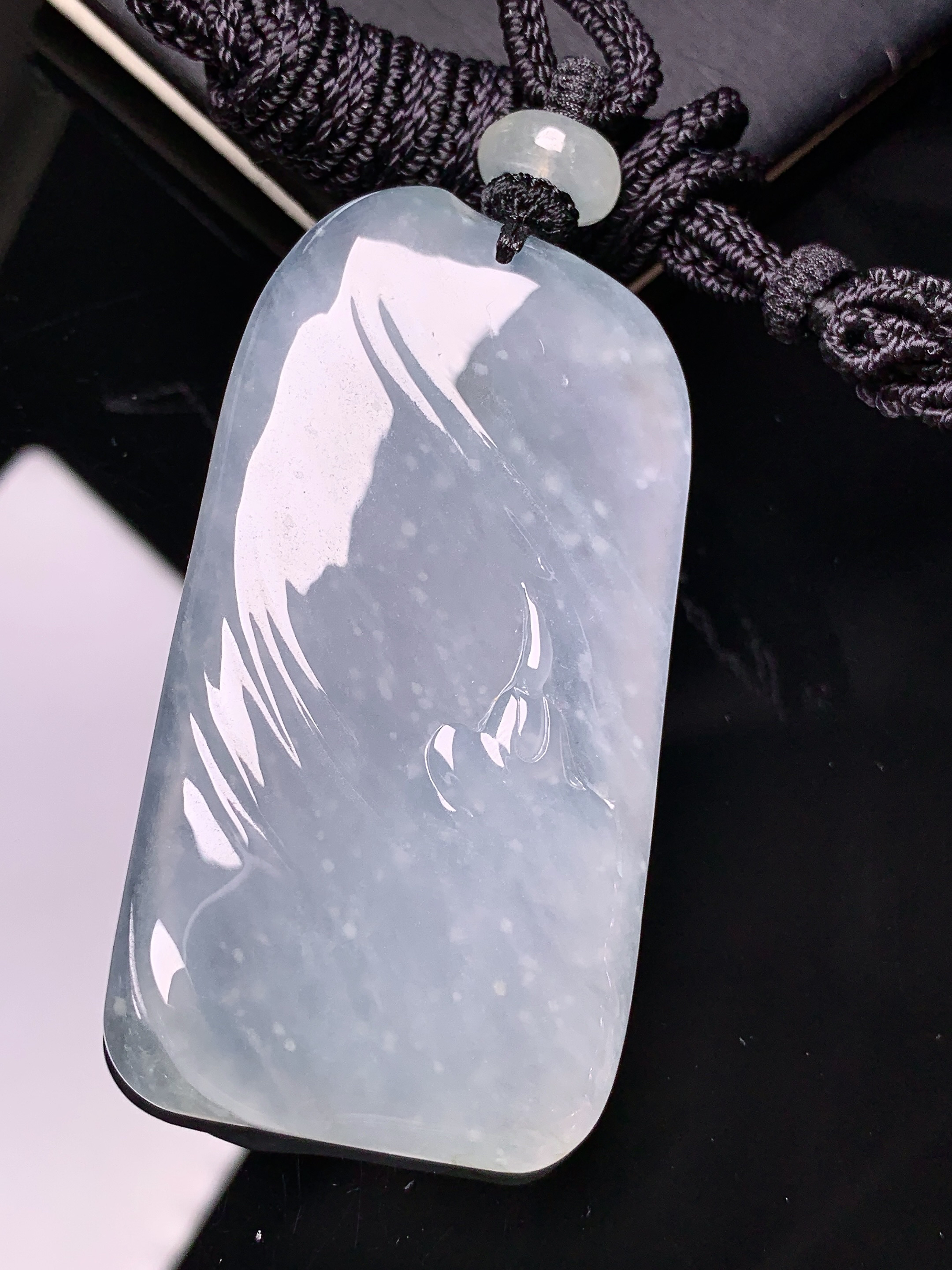 冰种悟道吊坠 玉质细腻 色泽艳丽清新 水润亮眼 整体尺寸59*31*4.8L1