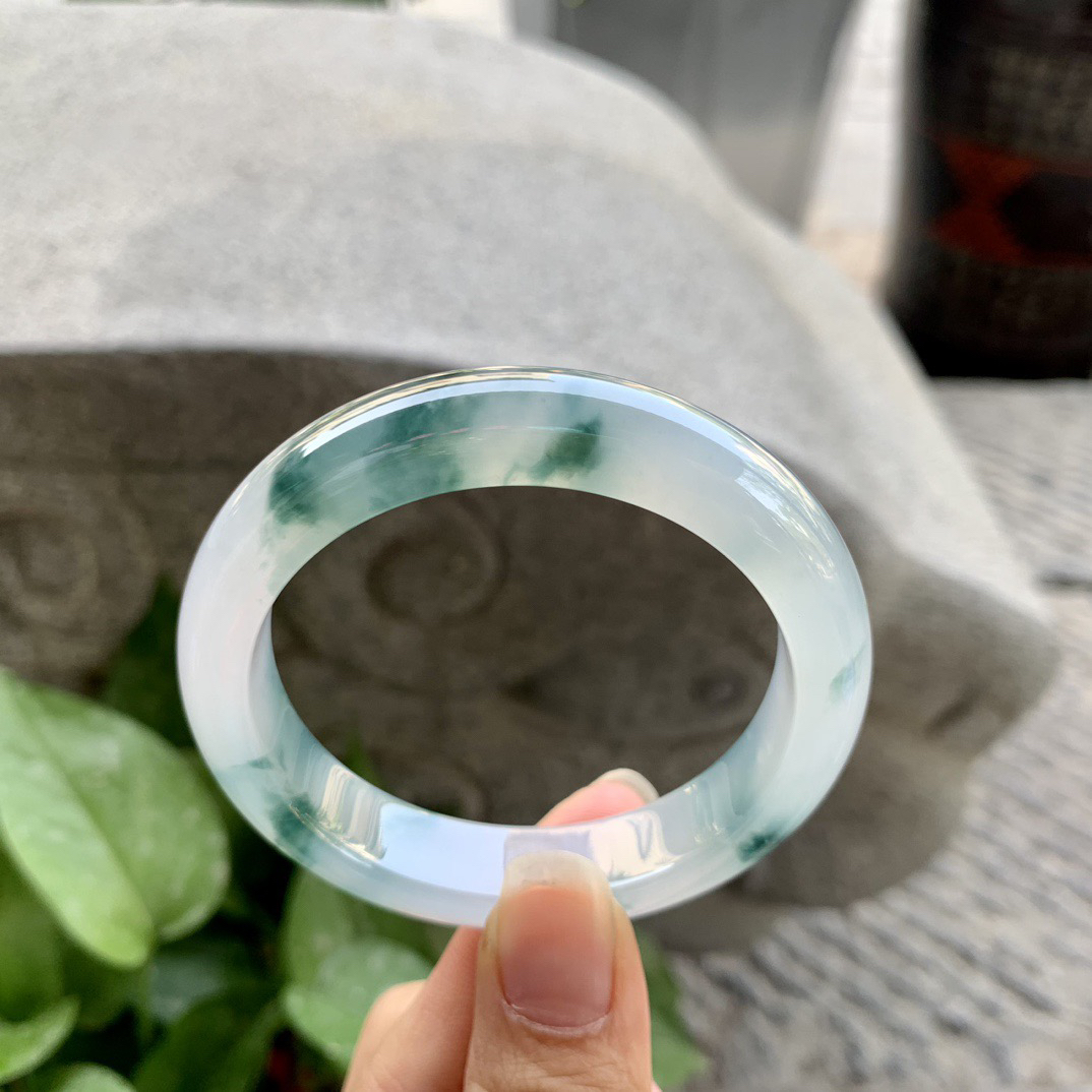 小圈口 52.6-11.7-8.1【冰种飘花正圈手镯】正圈52 53可戴