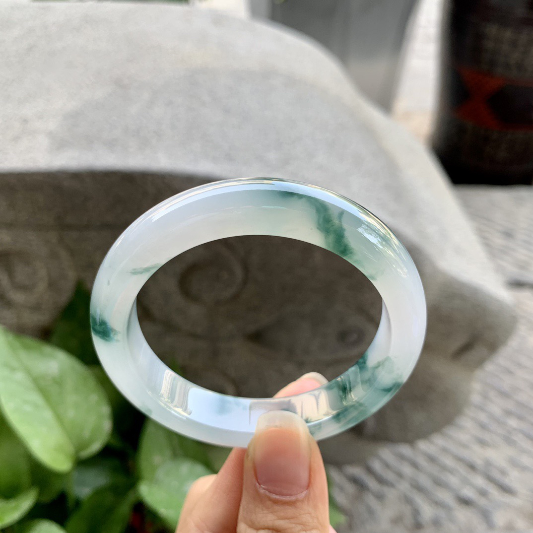 小圈口 52.6-11.7-8.1【冰种飘花正圈手镯】正圈52 53可戴