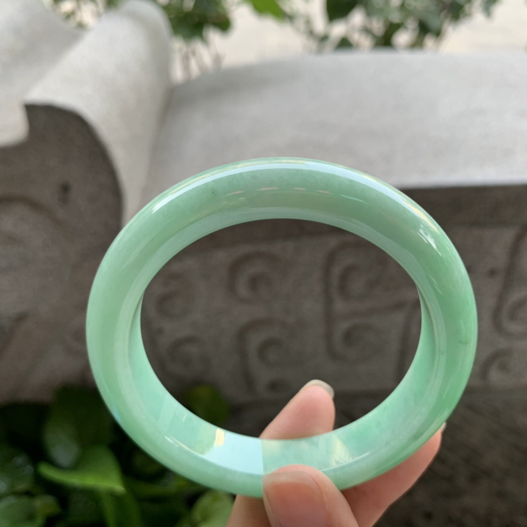 圈口 57.6-12.6-9.1【满绿正圈手镯】正圈57 58可戴