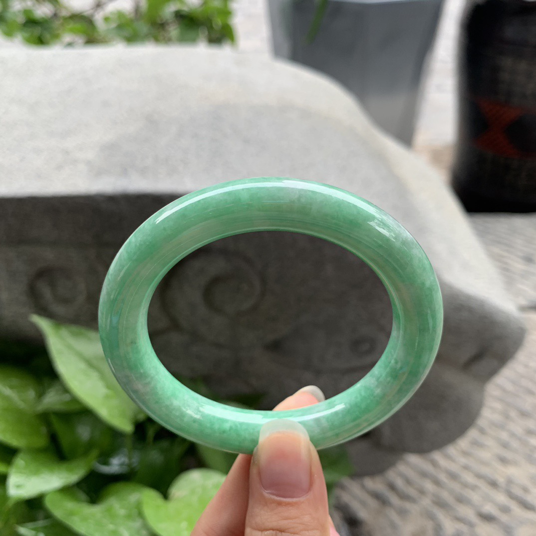 圈口56-11 【满绿圆条手镯】圆条56 57可戴