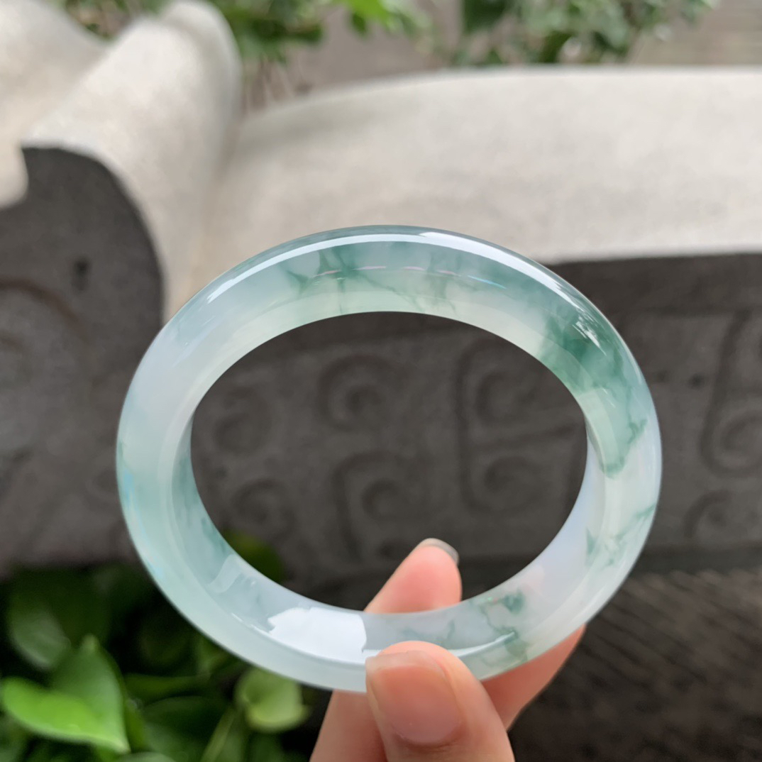 圈口56.2-12-8.5 【冰种飘花正圈手镯】正圈56 57可戴