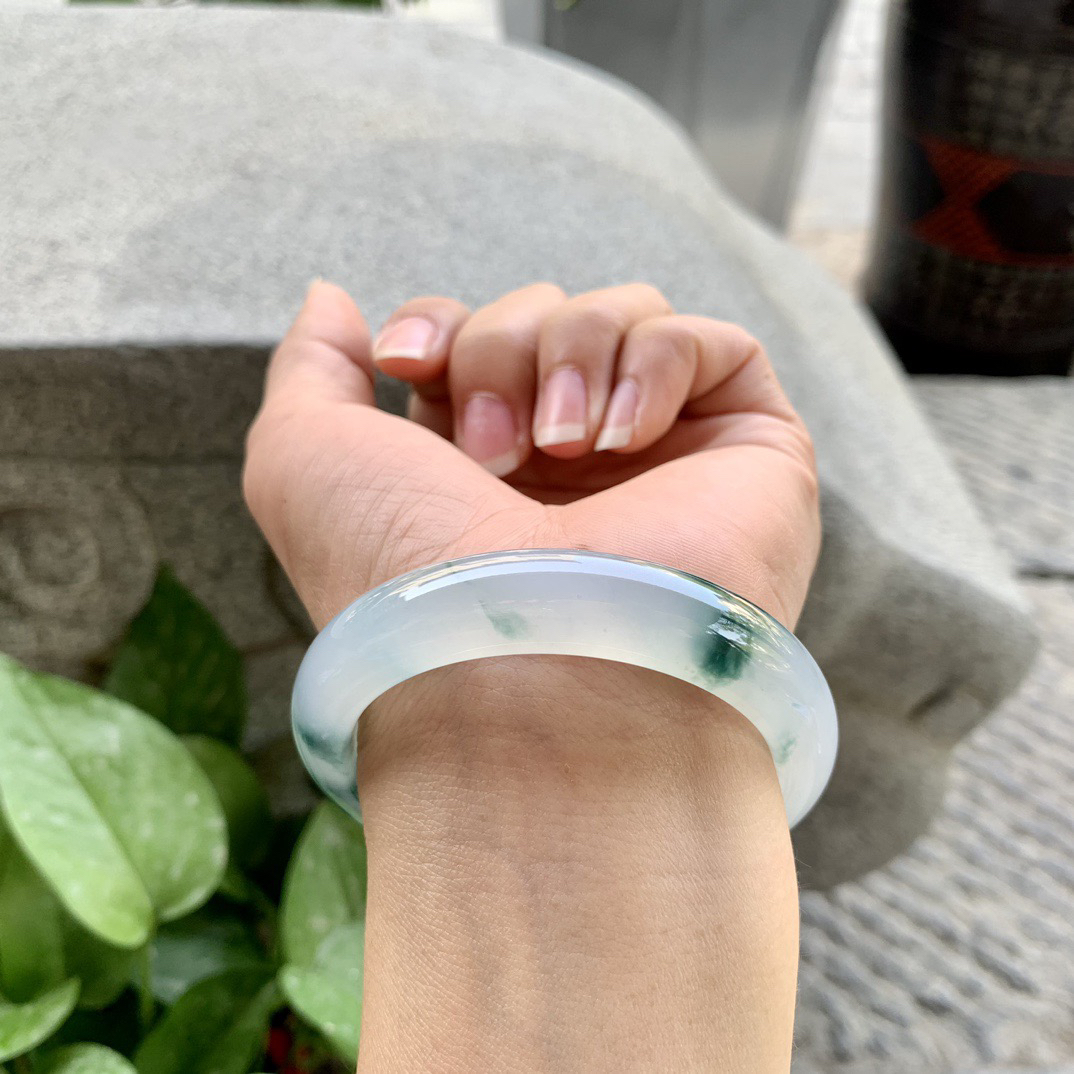 小圈口 52.6-11.7-8.1【冰种飘花正圈手镯】正圈52 53可戴