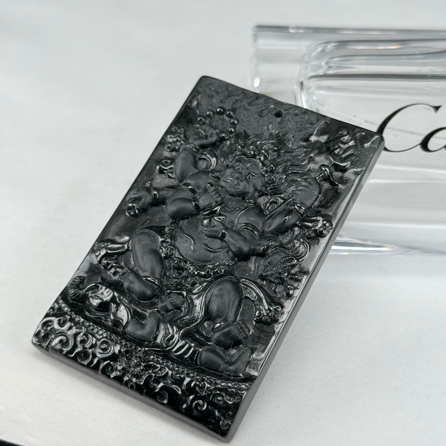 精品墨翠大黑天 种好色正 黑度极好 打灯通透 油性十足 尺寸58.3