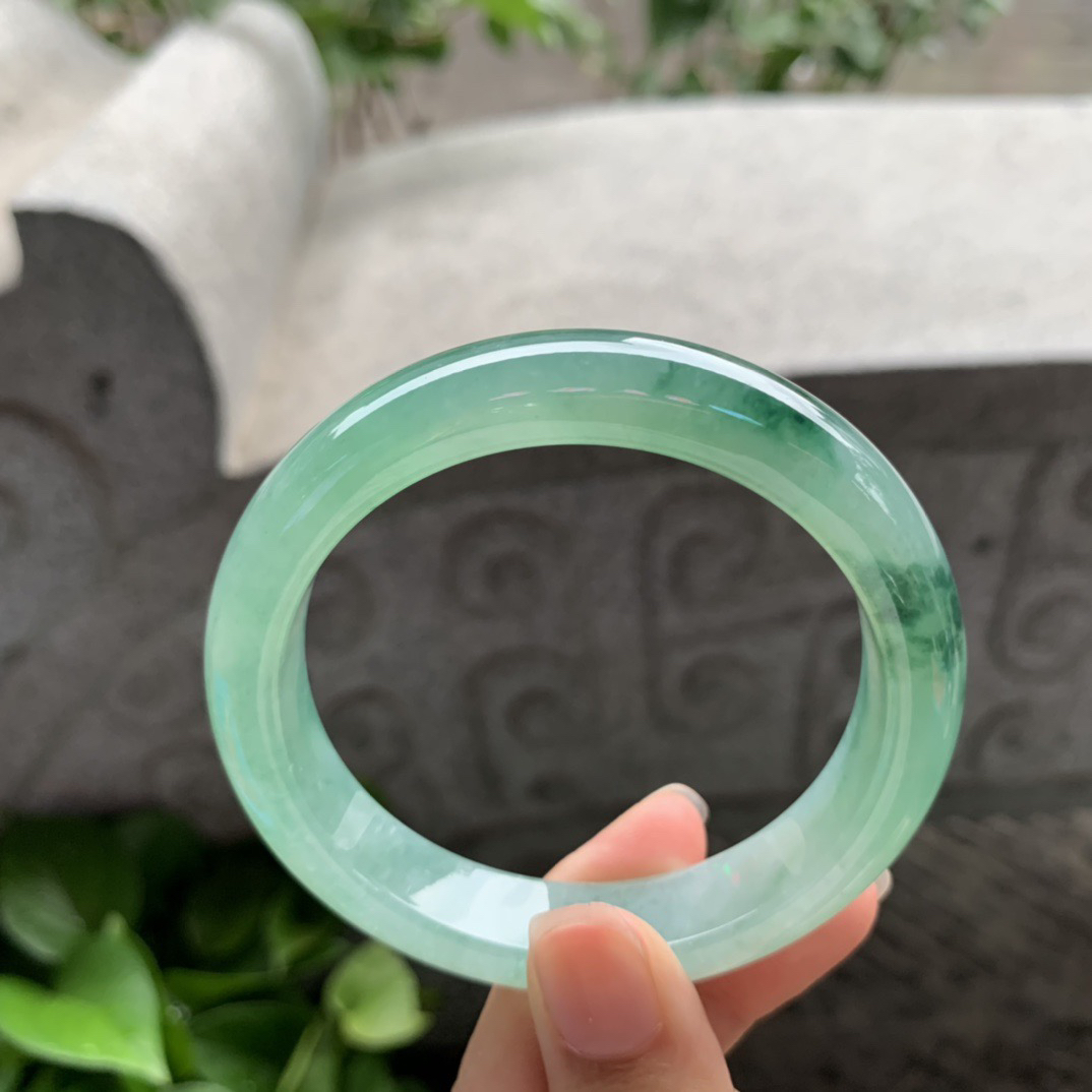 圈口 56-12.3-8.2【冰绿花正圈手镯】正圈56 57可戴