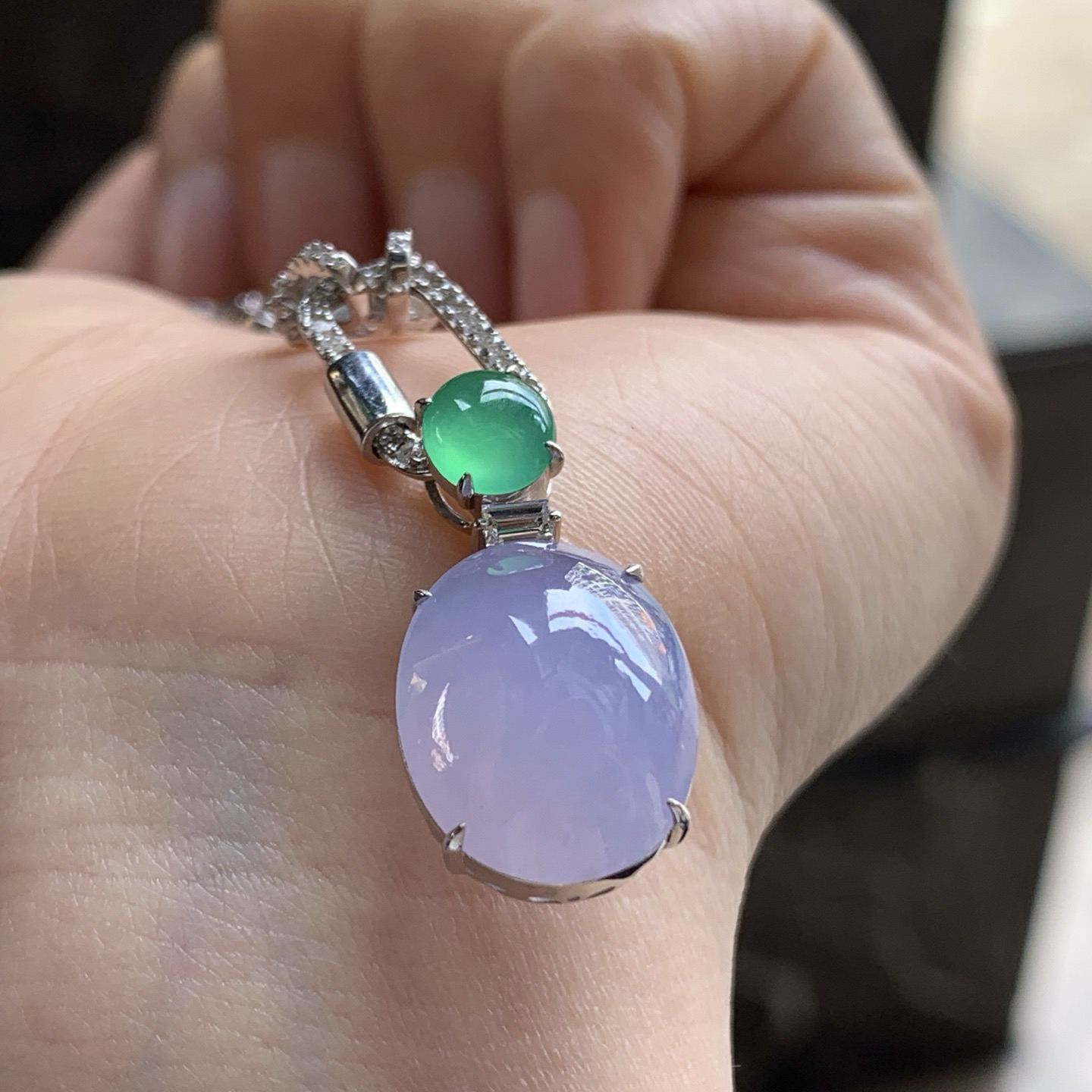 金钻镶嵌冰紫吊坠^_^春带彩