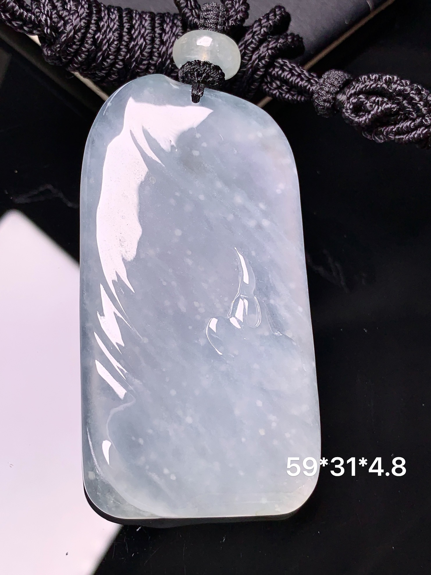 冰种悟道吊坠 玉质细腻 色泽艳丽清新 水润亮眼 整体尺寸59*31*4.8L1