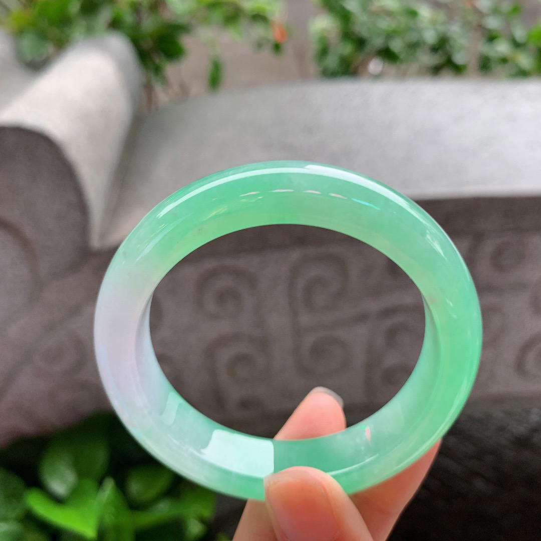 小圈口51.2-12.3-8.5 【冰甜绿正圈手镯】正圈51 52可戴