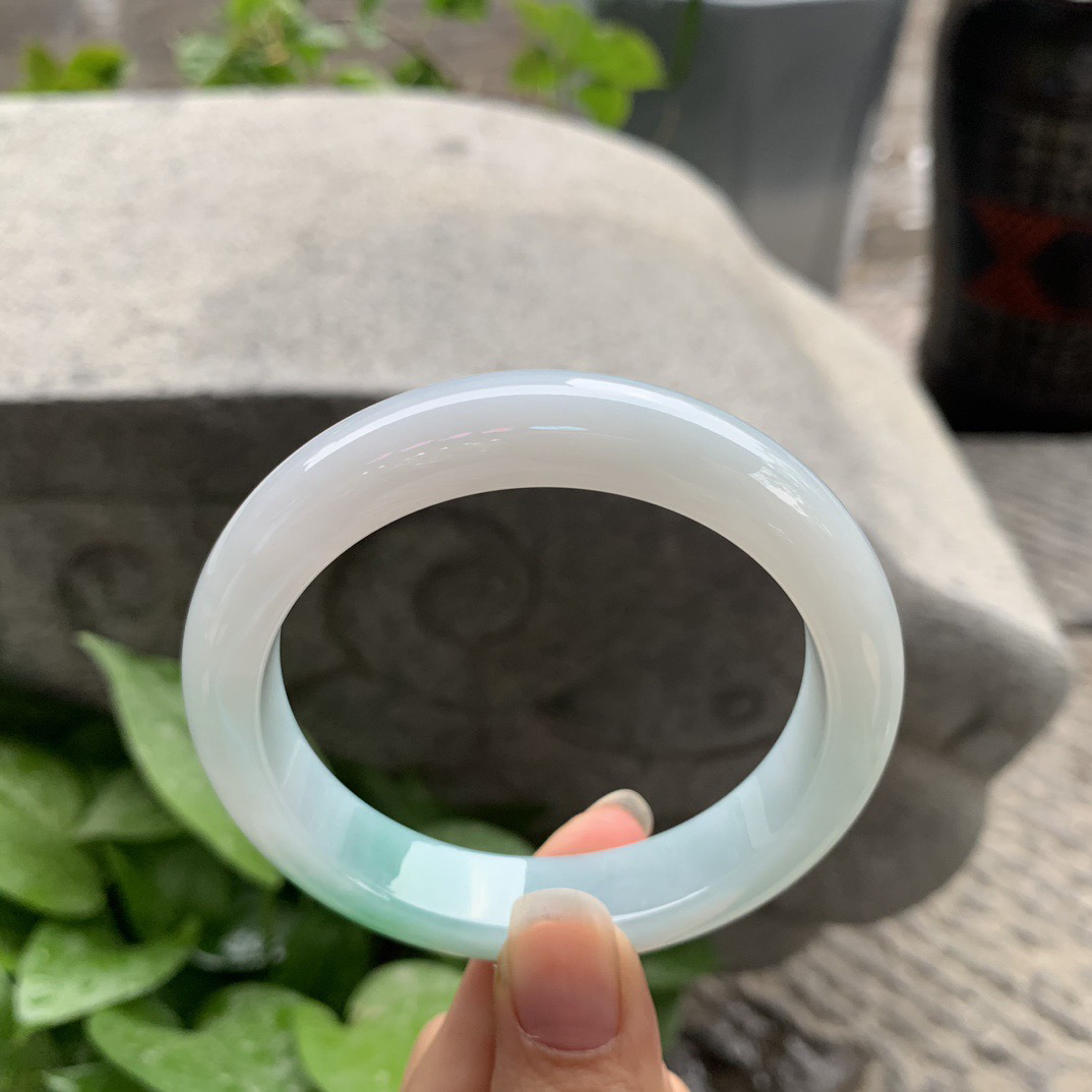 大圈口58.6-12.9-8.9 【飘阳绿正圈手镯】正圈58 59可戴