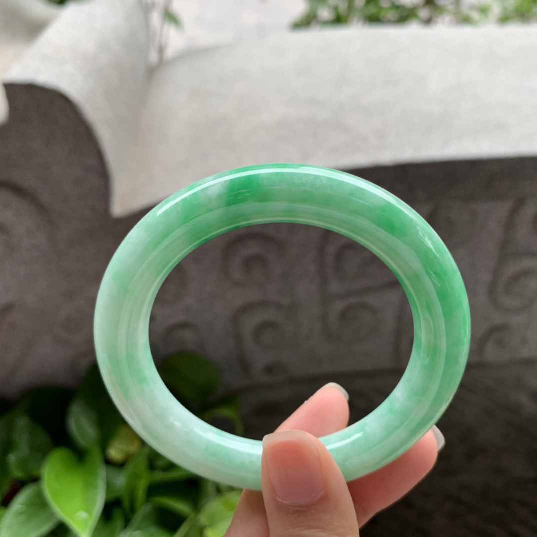 圈口54-10 【满绿圆条手镯】圆条54 55可戴