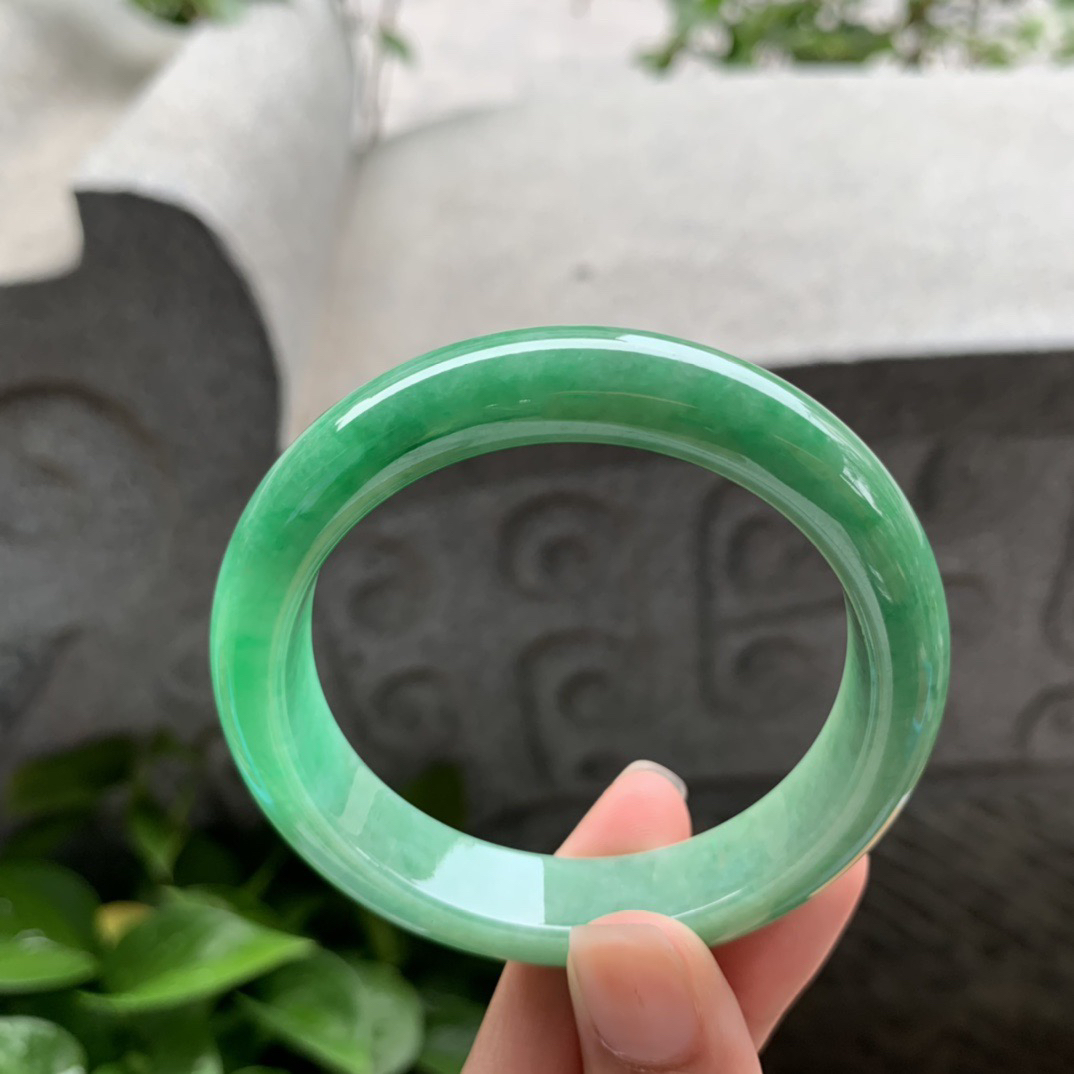 小圈口52.8-12-8 【辣绿正圈手镯】正圈52 53可戴