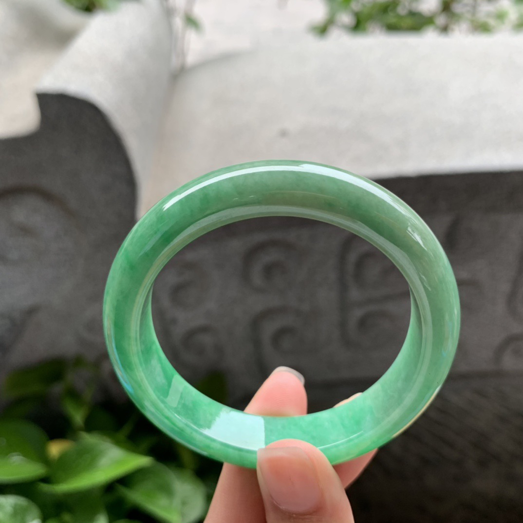 小圈口52.8-12-8 【辣绿正圈手镯】正圈52 53可戴