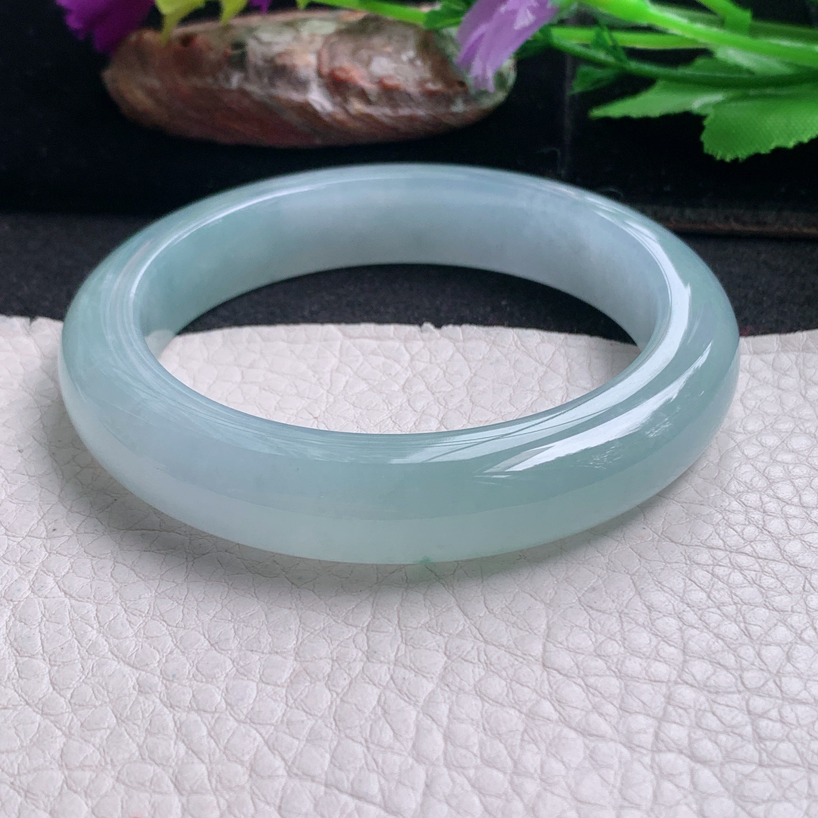 fx实拍57.5*12.3*10平安镯 天然缅甸翡翠a货手镯冰飘花厚装宽边正圈玉镯子