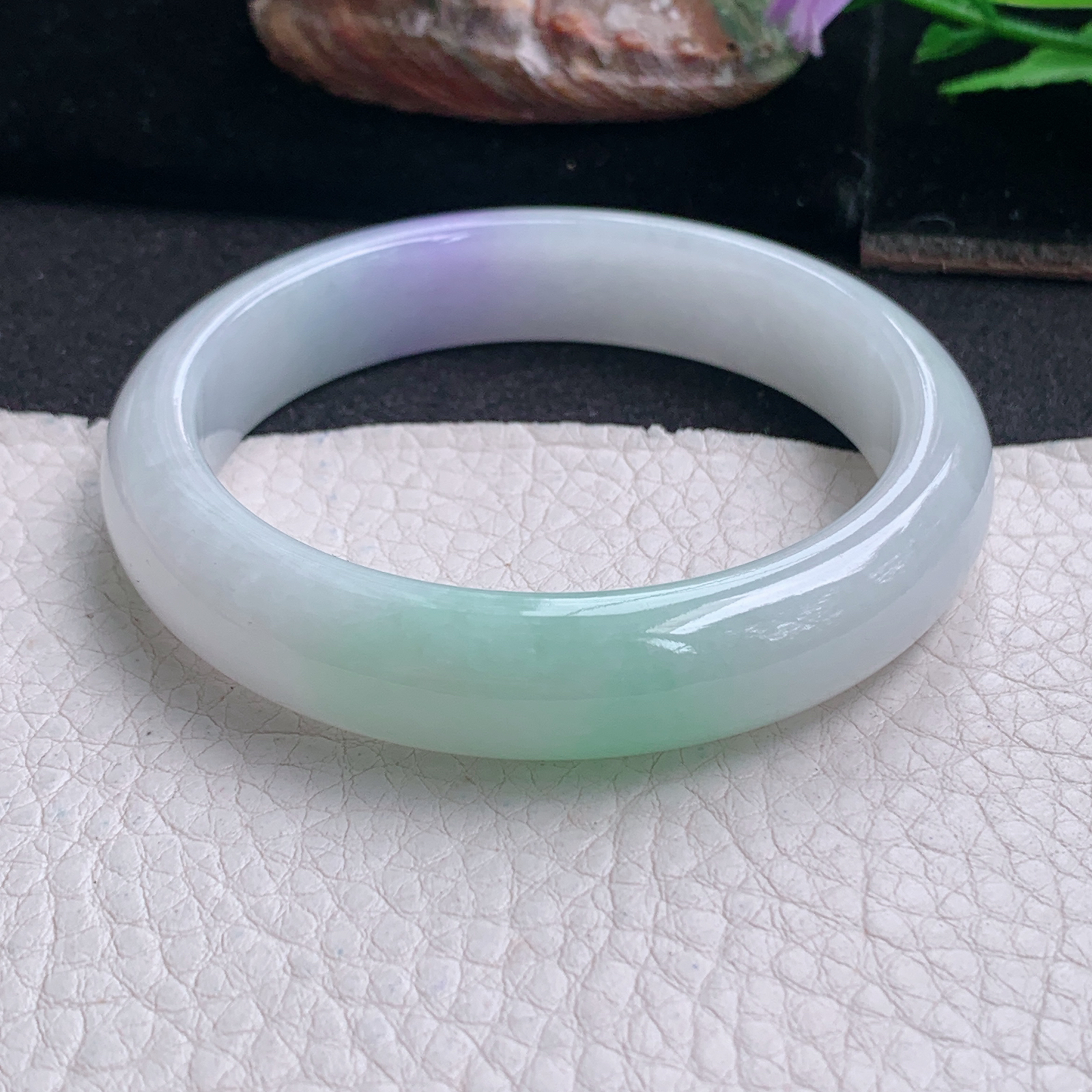 xx梦幻款55*12.3*7.8平安镯 天然缅甸翡翠a货手镯春带彩正圈玉镯子