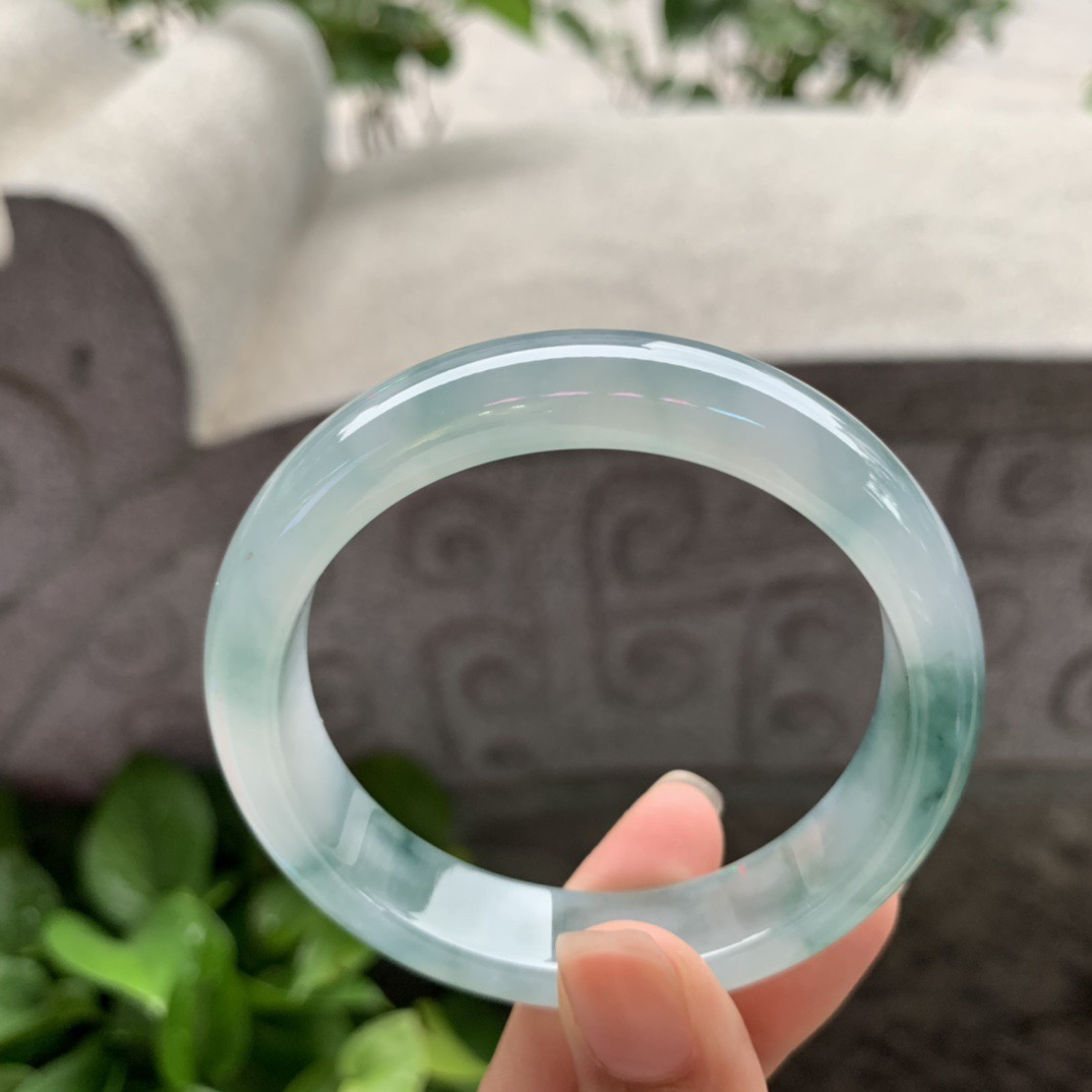 圈口55.4-12.8-7.7 【冰种飘花正圈手镯】正圈55 56可戴