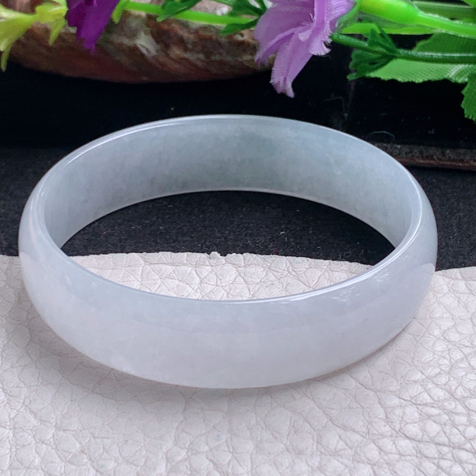 n小圈口50.5*13.9*4宽扁镯 特色天然缅甸翡翠a货手镯纯美宽边正圈玉镯子