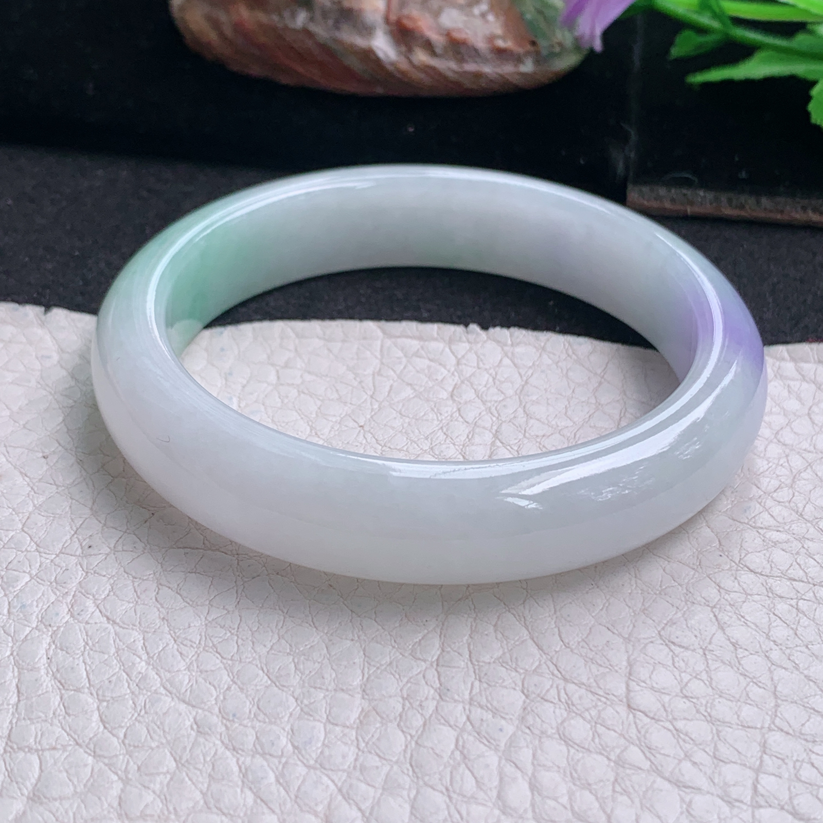 xx梦幻款55*12.3*7.8平安镯 天然缅甸翡翠a货手镯春带彩正圈玉镯子