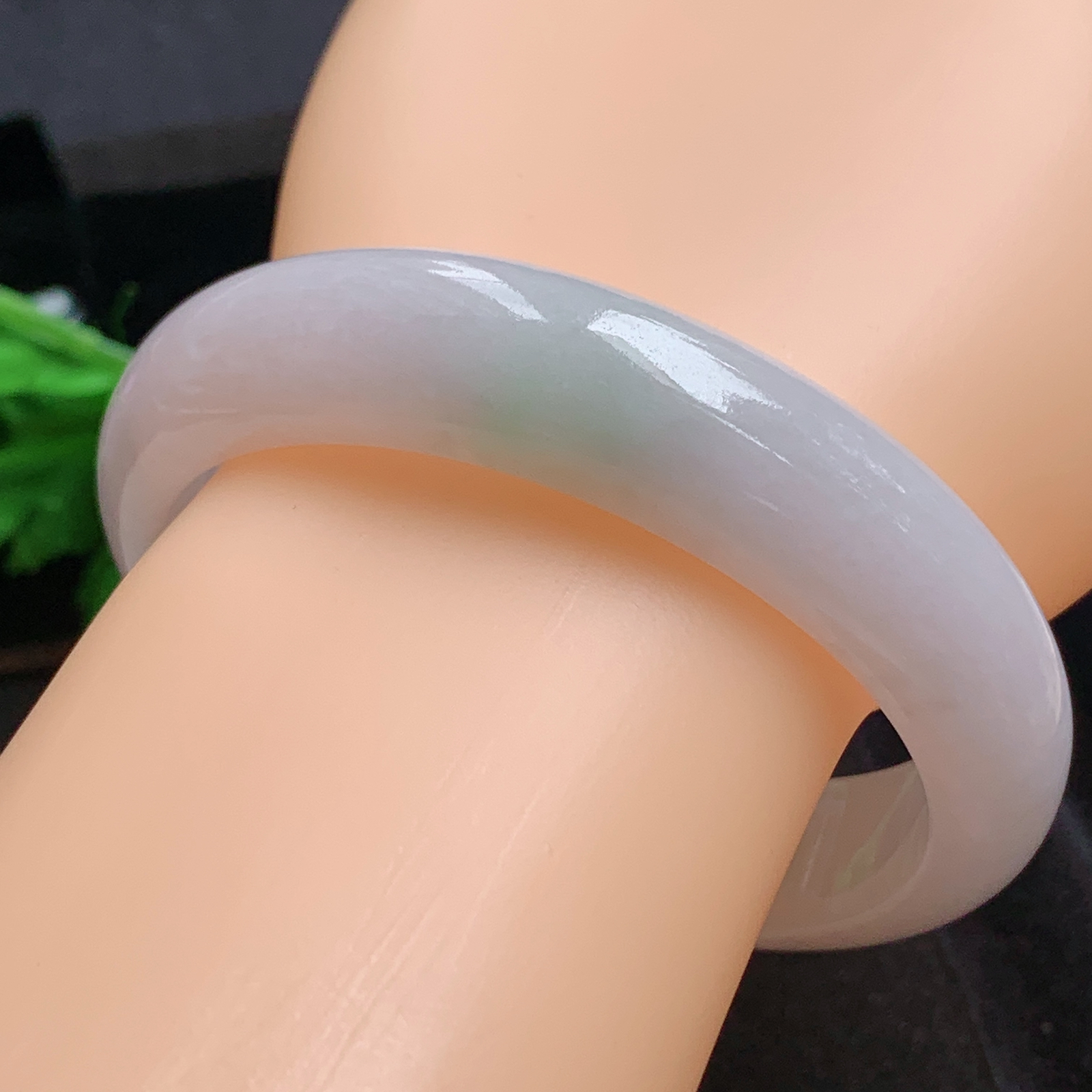 nr淡雅款59*14.8*8.3平安镯 天然缅甸翡翠a货手镯清新宽边正圈玉镯子